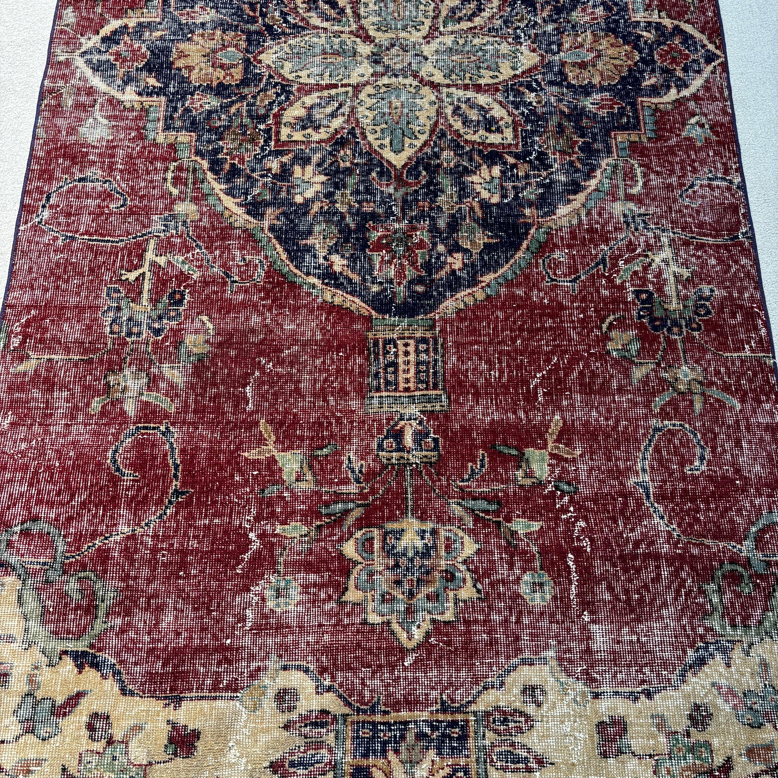 Türk Halıları, Türkiye Halıları, Oryantal Halı, Mutfak Halıları, Vintage Halı, Antika Halı, Kırmızı 4.3x7.7 ft Alan Halıları, Yer Halısı