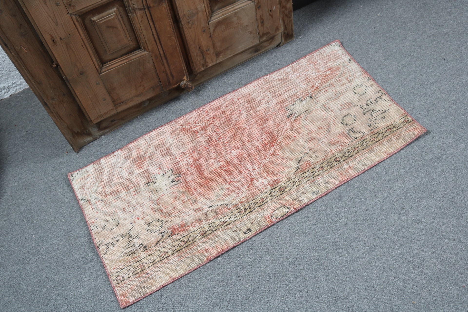 Wall Hanging Rug, Small Vintage Rug, Oriental Rug, 1.6x3.3 ft Small Rugs, Red Moroccan Rugs, Turkish Rugs, Vintage Rug