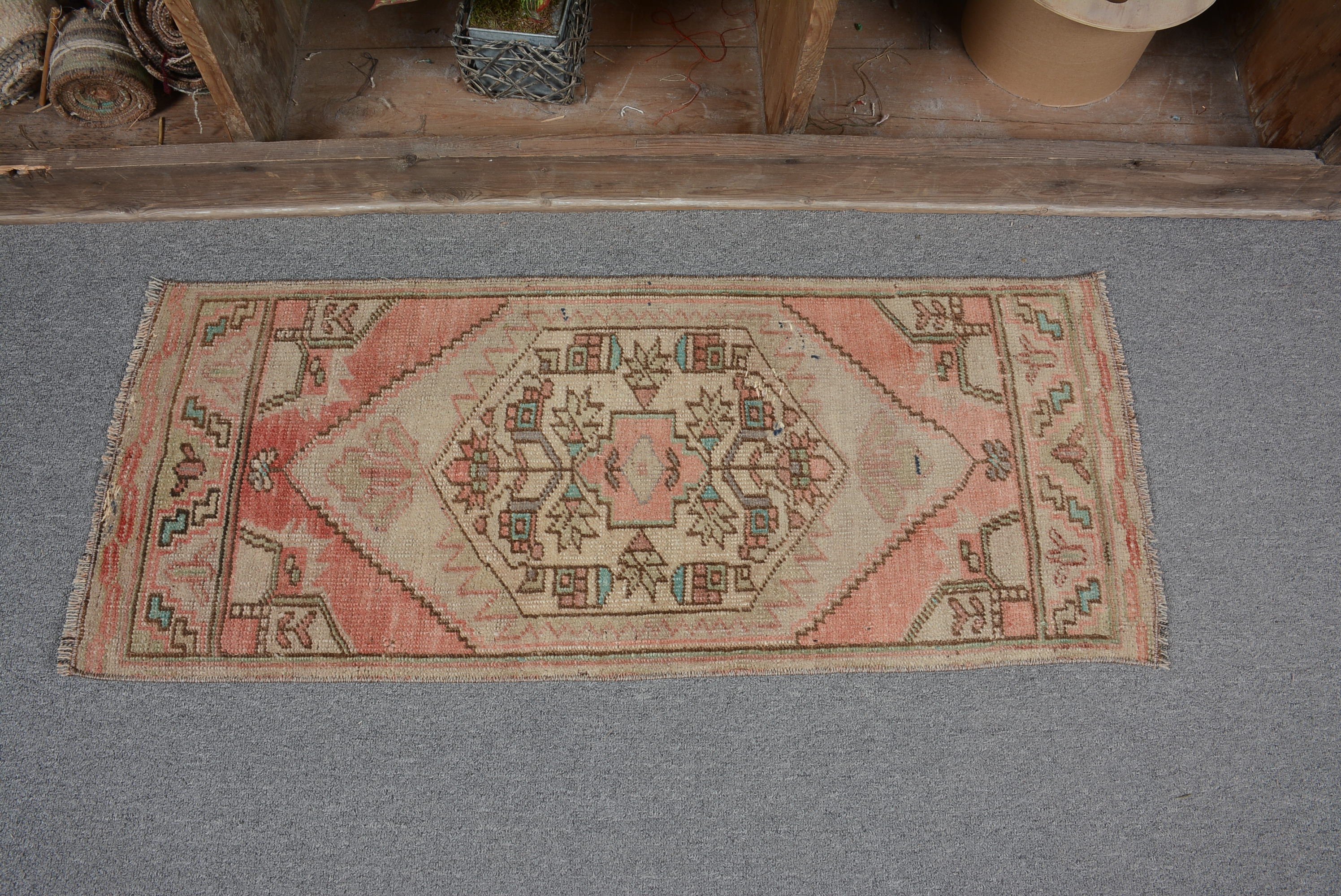 Turkish Rug, Kitchen Rug, Vintage Rugs, Rugs for Entry, Bath Rug, Bedroom Rug, 1.3x3.3 ft Small Rug, Beige Bedroom Rug, Entryway Rug Rugs