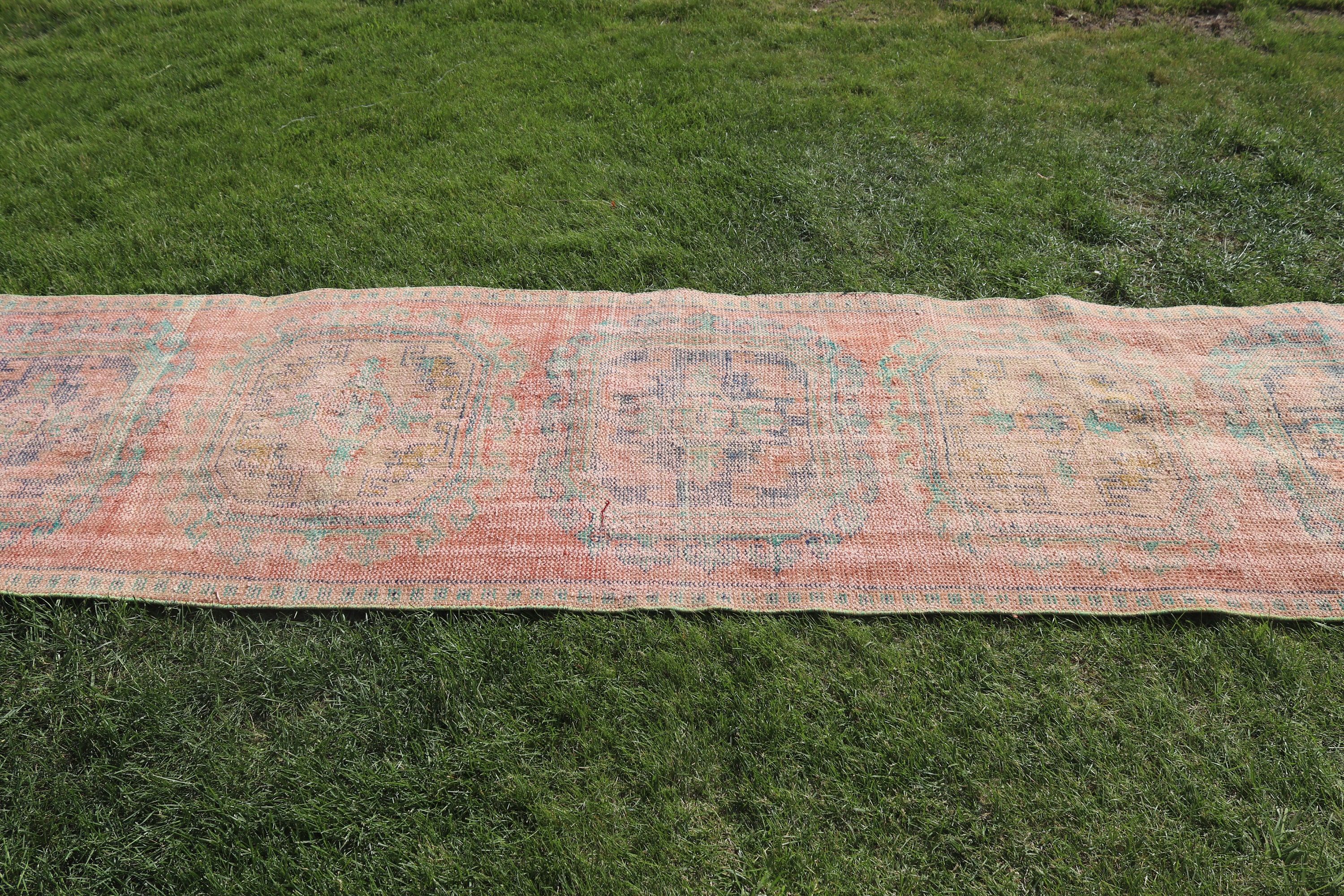 2.9x11.5 ft Runner Halı, Merdiven Halısı, Düz Dokuma Halılar, Türk Halıları, Vintage Runner Halıları, Vintage Halılar, Turuncu Yatak Odası Halısı, Fas Halıları