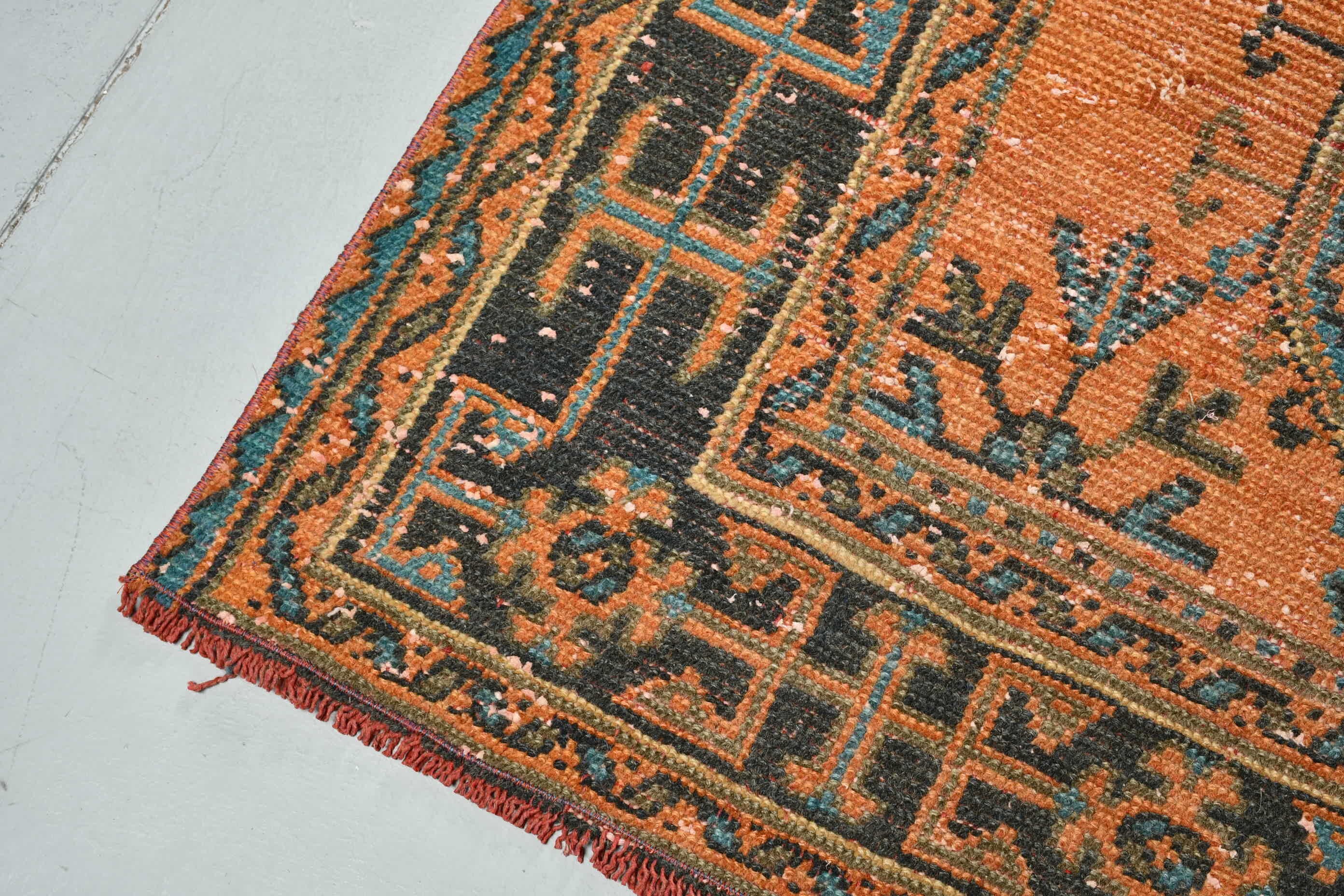 Orange Wool Rug, Oriental Rug, Wool Rugs, Turkish Rugs, 4.5x10.5 ft Large Rug, Rugs for Salon, Living Room Rug, Bedroom Rug, Vintage Rugs