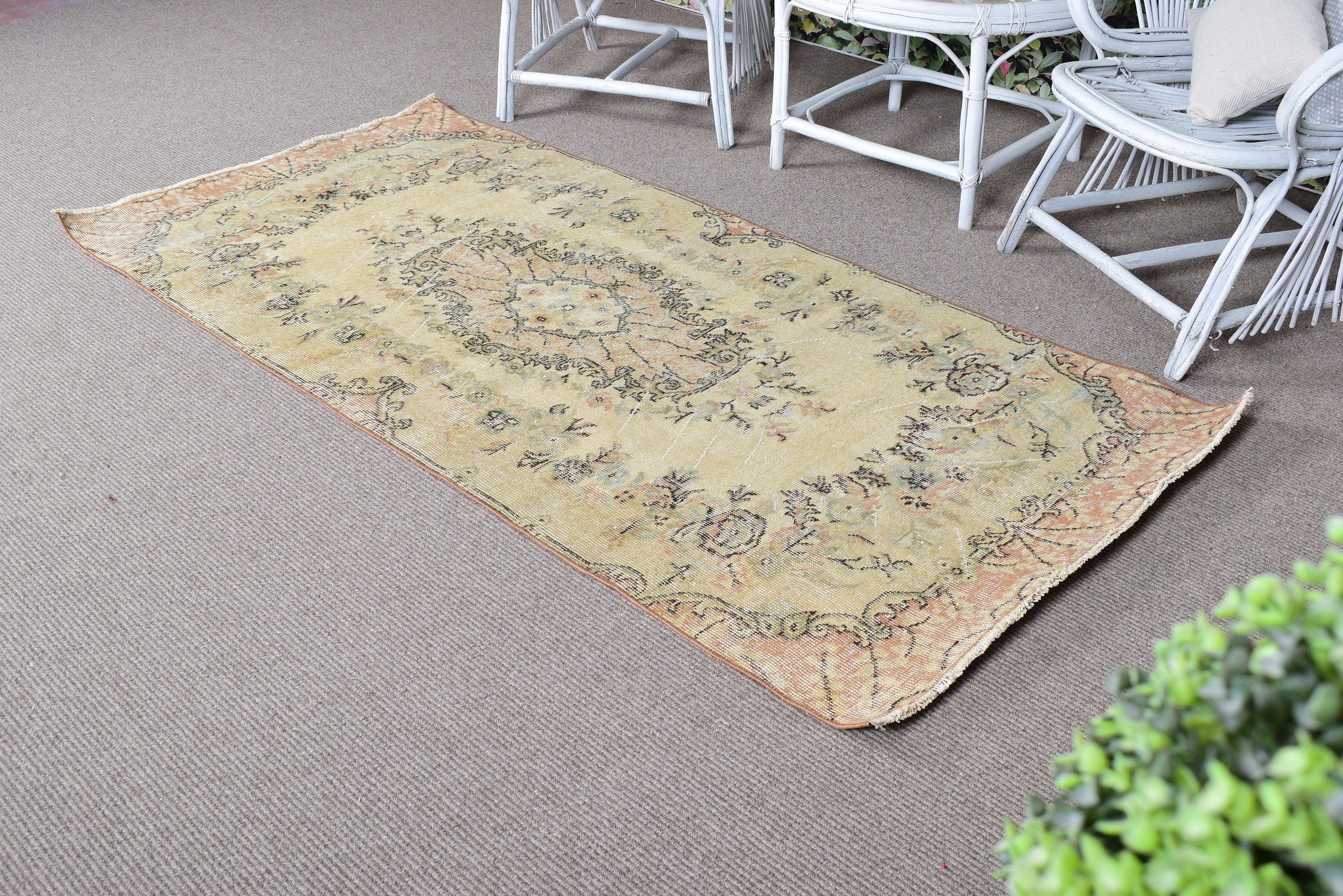 Turkish Rugs, Neutral Rug, Oriental Rugs, Beige  3.2x6.8 ft Accent Rug, Outdoor Rug, Vintage Rugs, Entry Rugs, Bedroom Rugs