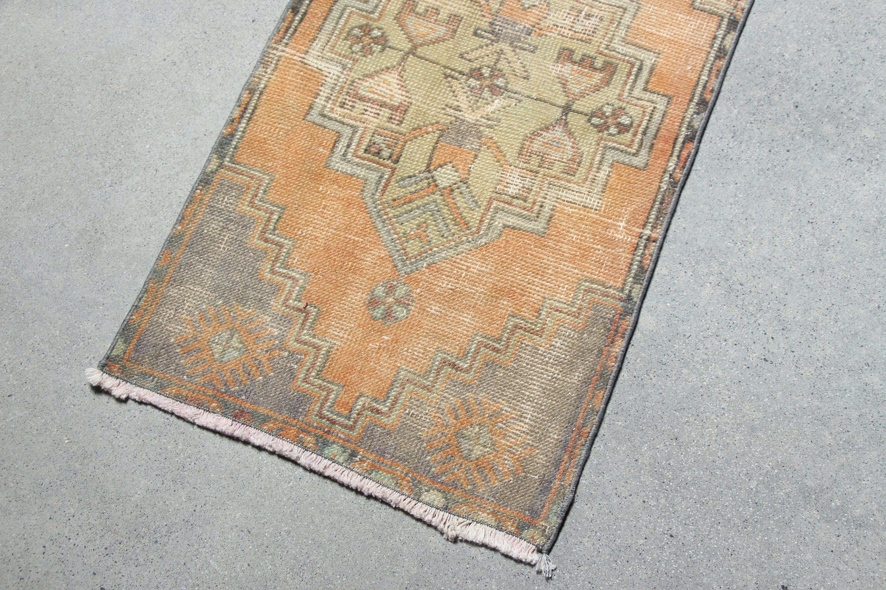 Vintage Rugs, Antique Rug, Nursery Rugs, Oriental Rug, Orange  1.5x2.8 ft Small Rug, Old Rugs, Turkish Rug, Kitchen Rug