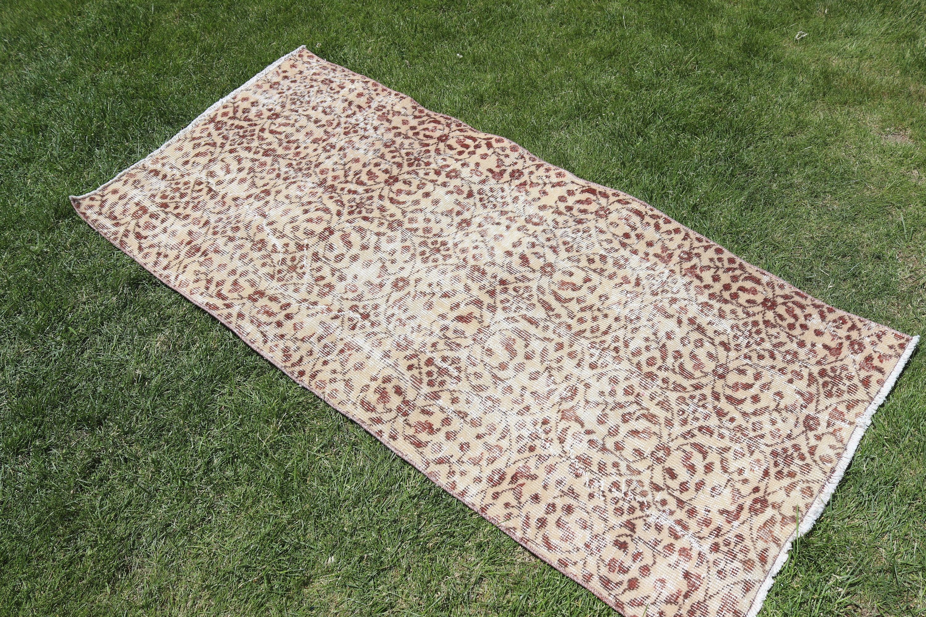 Rugs for Car Mat, Neutral Rug, Antique Rug, Bathroom Rugs, Vintage Rugs, Beige Wool Rugs, Car Mat Rug, Turkish Rug, 2.6x5.5 ft Small Rugs