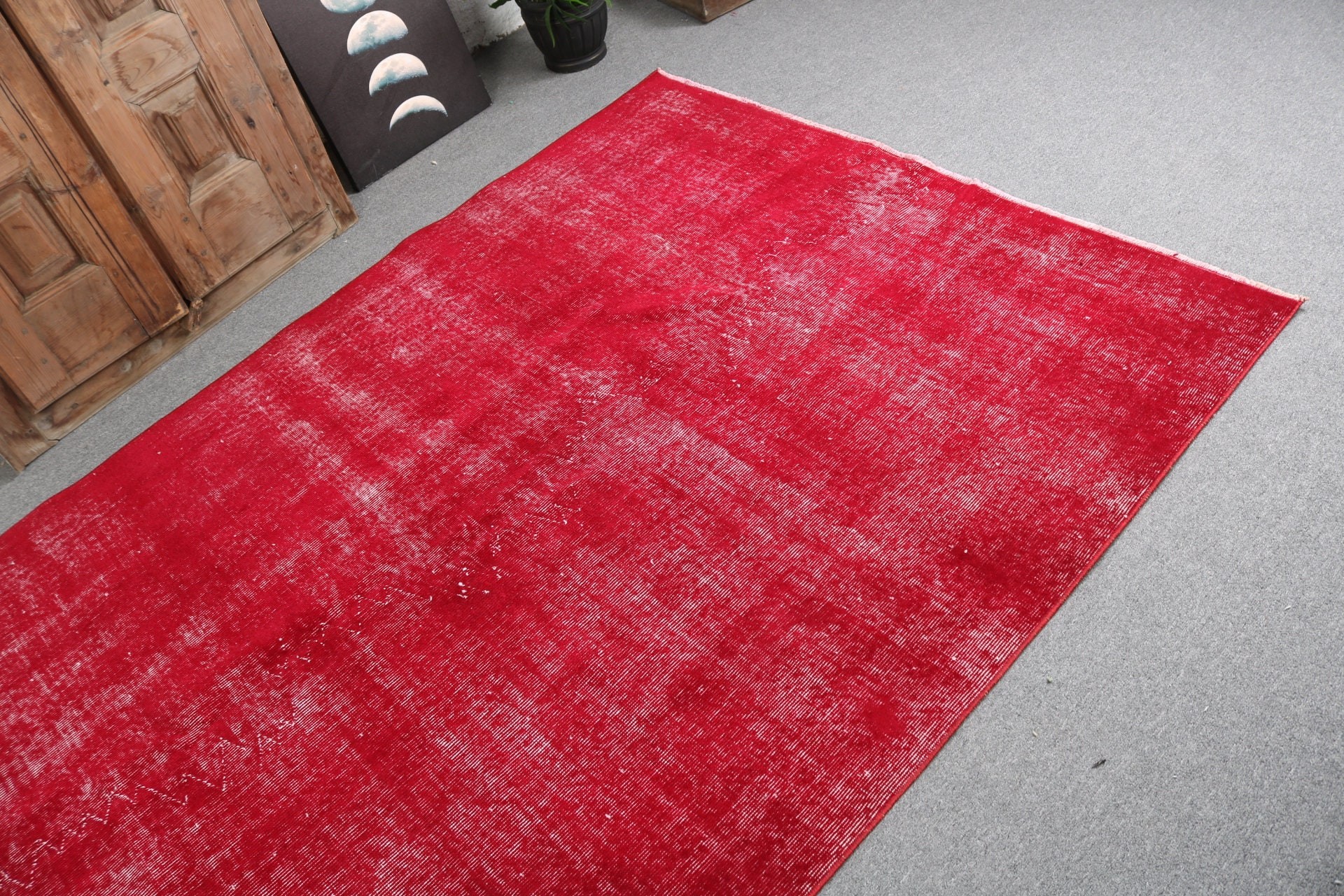 Nursery Rug, 4.9x7.9 ft Area Rug, Red Geometric Rug, Oushak Rug, Oushak Area Rug, Turkish Rugs, Rugs for Area, Handwoven Rug, Vintage Rugs