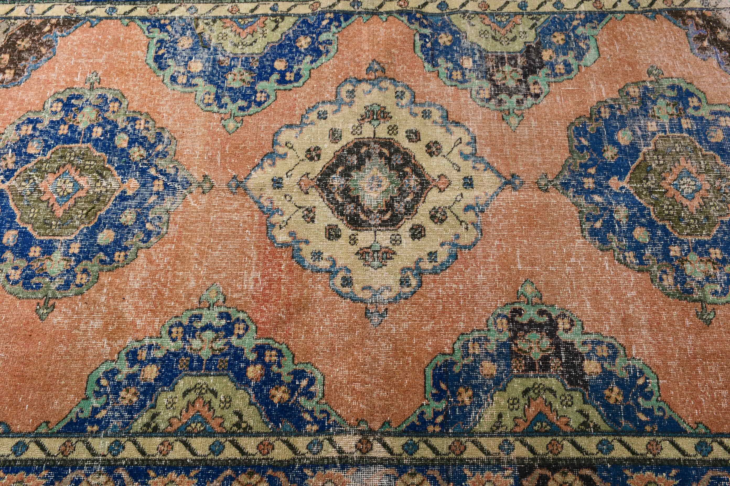 Turuncu Fas Halıları, Yurt Halısı, 4.7x9.7 ft Büyük Halı, Ev Dekor Halısı, Yatak Odası Halısı, Türk Halısı, Yün Halısı, Yemek Odası Halısı, Vintage Halı