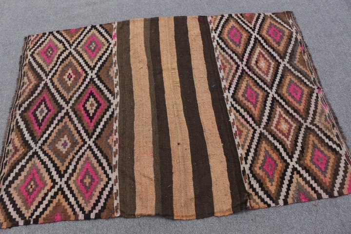 Giriş Halıları, Kahverengi Soğuk Halı, Kilim, Vintage Halı, Mutfak Halıları, Türk Halısı, 3,7x5,4 ft Accent Halı, Yer Halıları, Boho Halıları, Yatak Odası Halıları