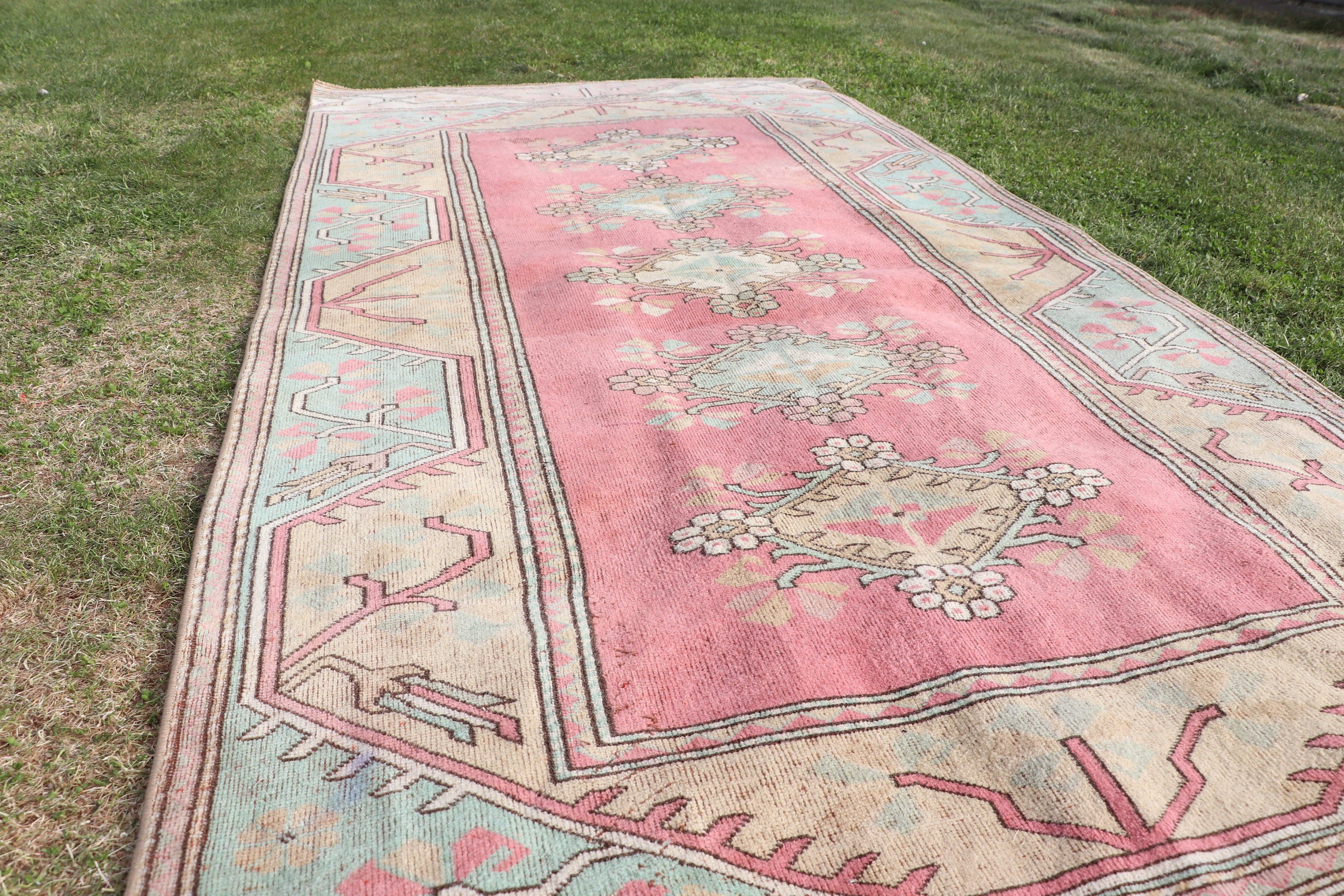 Oryantal Halı, 4.4x9.4 ft Büyük Halılar, Salon Halısı, Kırmızı Boho Halıları, Vintage Halı, Büyük Vintage Halı, Mutfak Halıları, Dekoratif Halılar, Türk Halıları