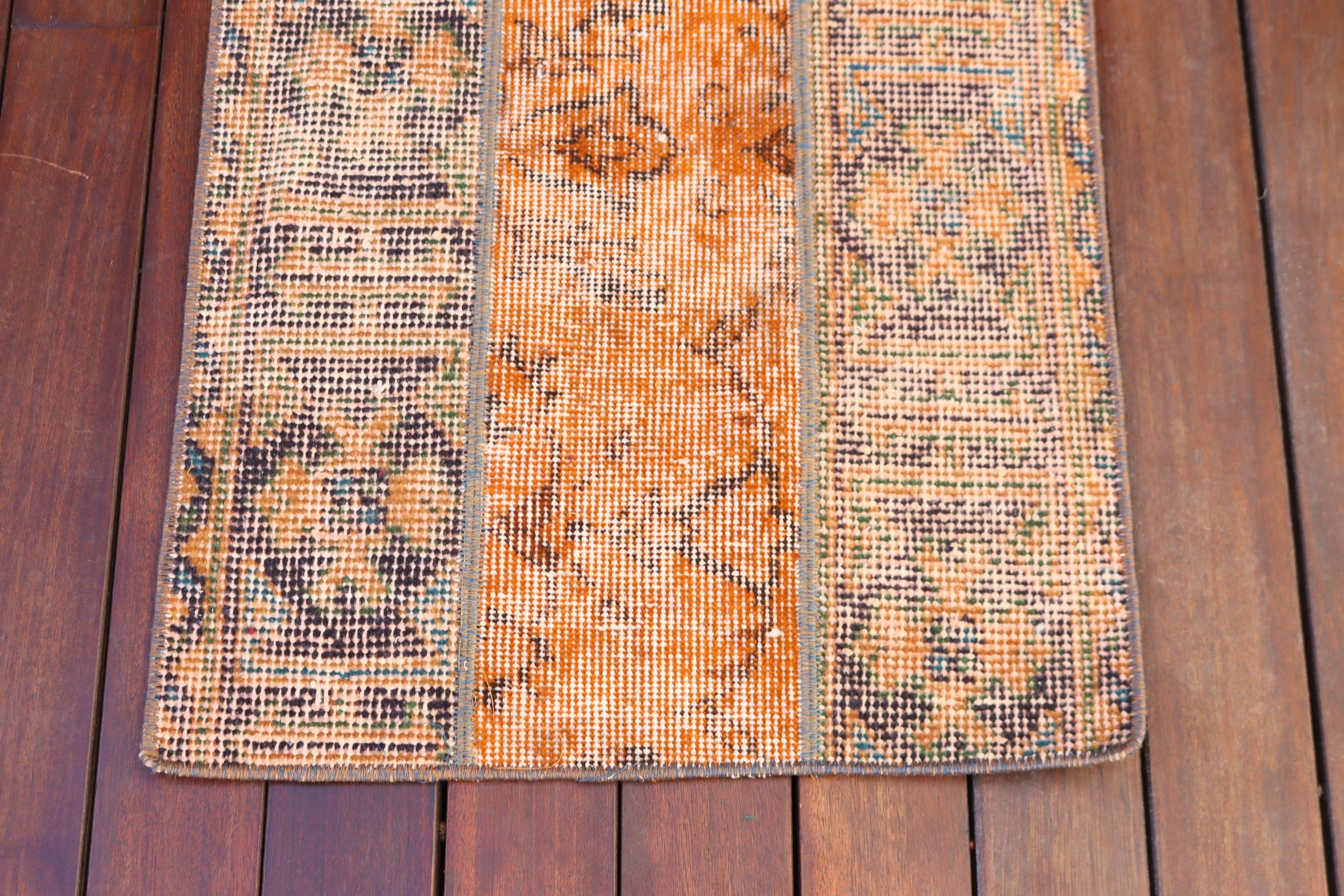 Floor Rugs, Handwoven Rug, 1.7x3.1 ft Small Rug, Vintage Rug, Turkish Rugs, Kitchen Rugs, Orange Cool Rugs, Bathroom Rugs, Rugs for Nursery