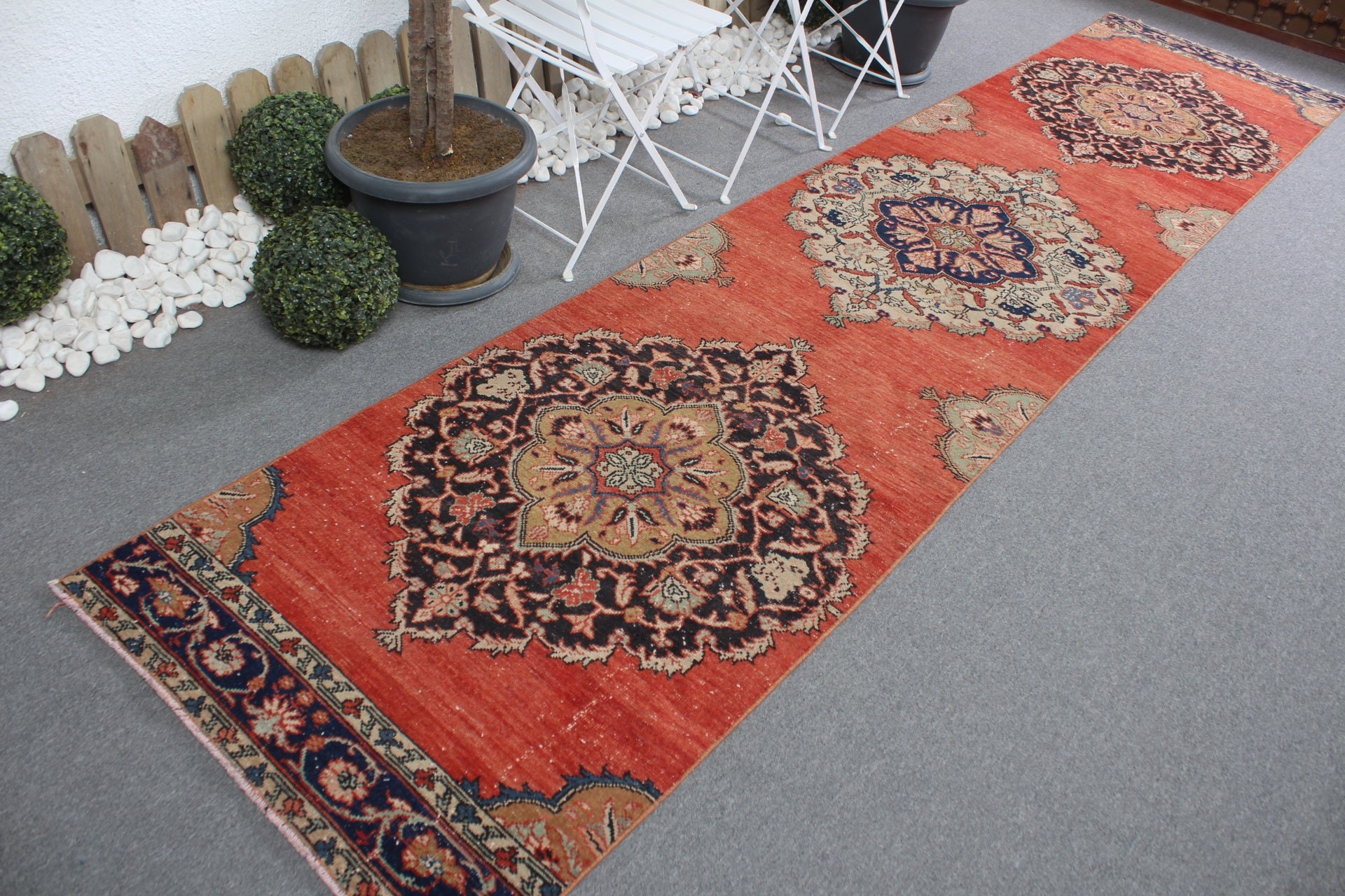 Vintage Rugs, Cool Rug, Turkish Rugs, Rugs for Hallway, Corridor Rug, Office Rug, Red Oushak Rugs, 2.9x13.1 ft Runner Rugs