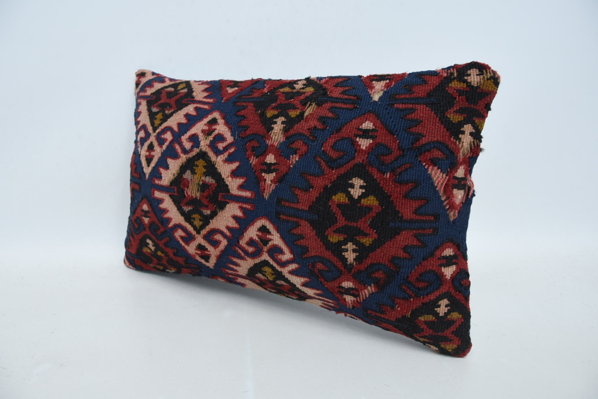 Pet Cushion Cover, 12"x20" Blue Cushion Cover, Home Decor Pillow, Boho Pillow Sham Cover, Customized Pillow Case, Vintage Kilim Pillow