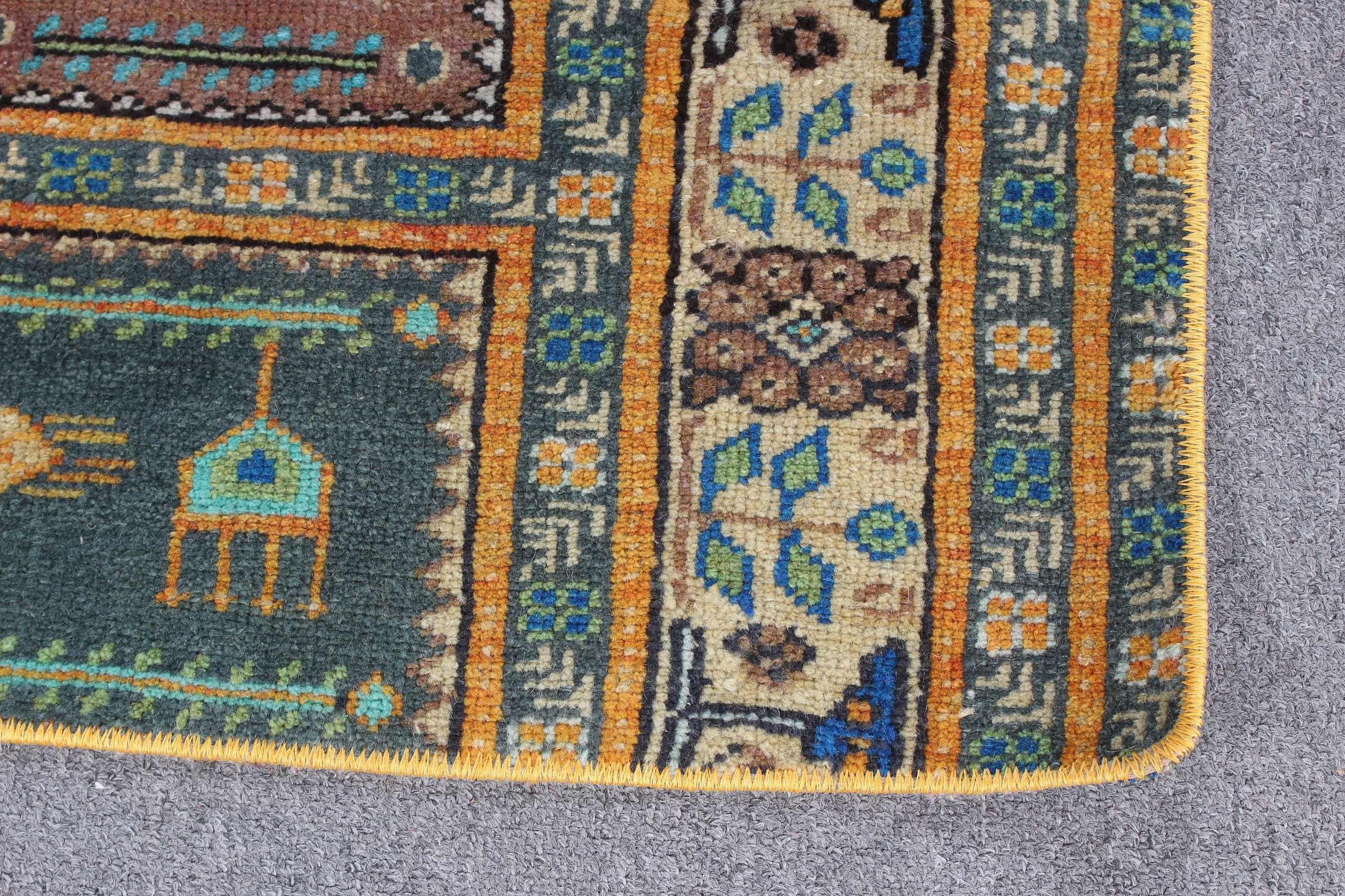 1.9x2.5 ft Small Rugs, Small Vintage Rug, Geometric Rug, Oushak Rug, Yellow Kitchen Rugs, Vintage Rugs, Turkish Rug, Bathroom Rugs