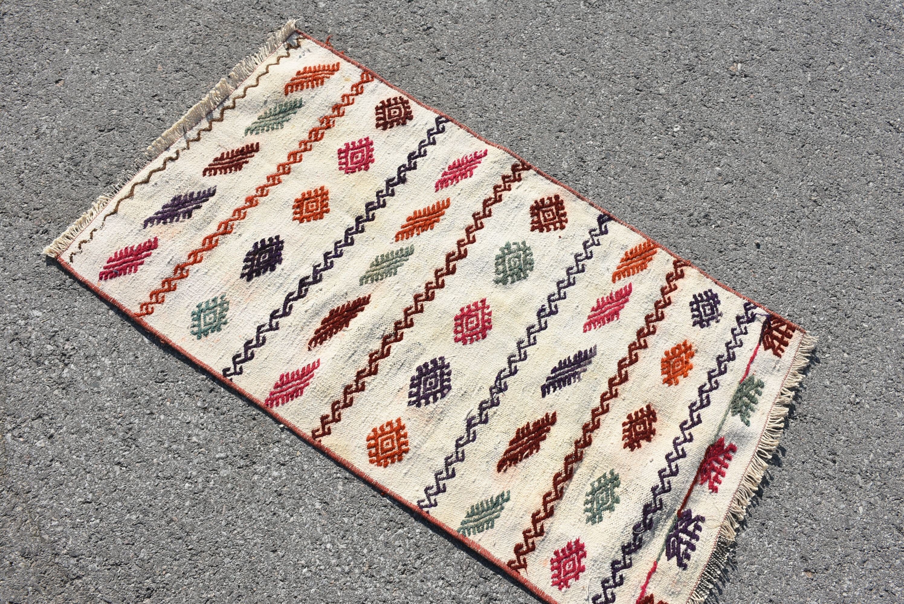 Banyo Kilim, Anadolu Kilim, 62x107 cm Küçük Kilim, Ev Kilim, Yatak odası Kilim, Banyo Kilim, Nostaljik Kilim, Turuncu Antik Kilim