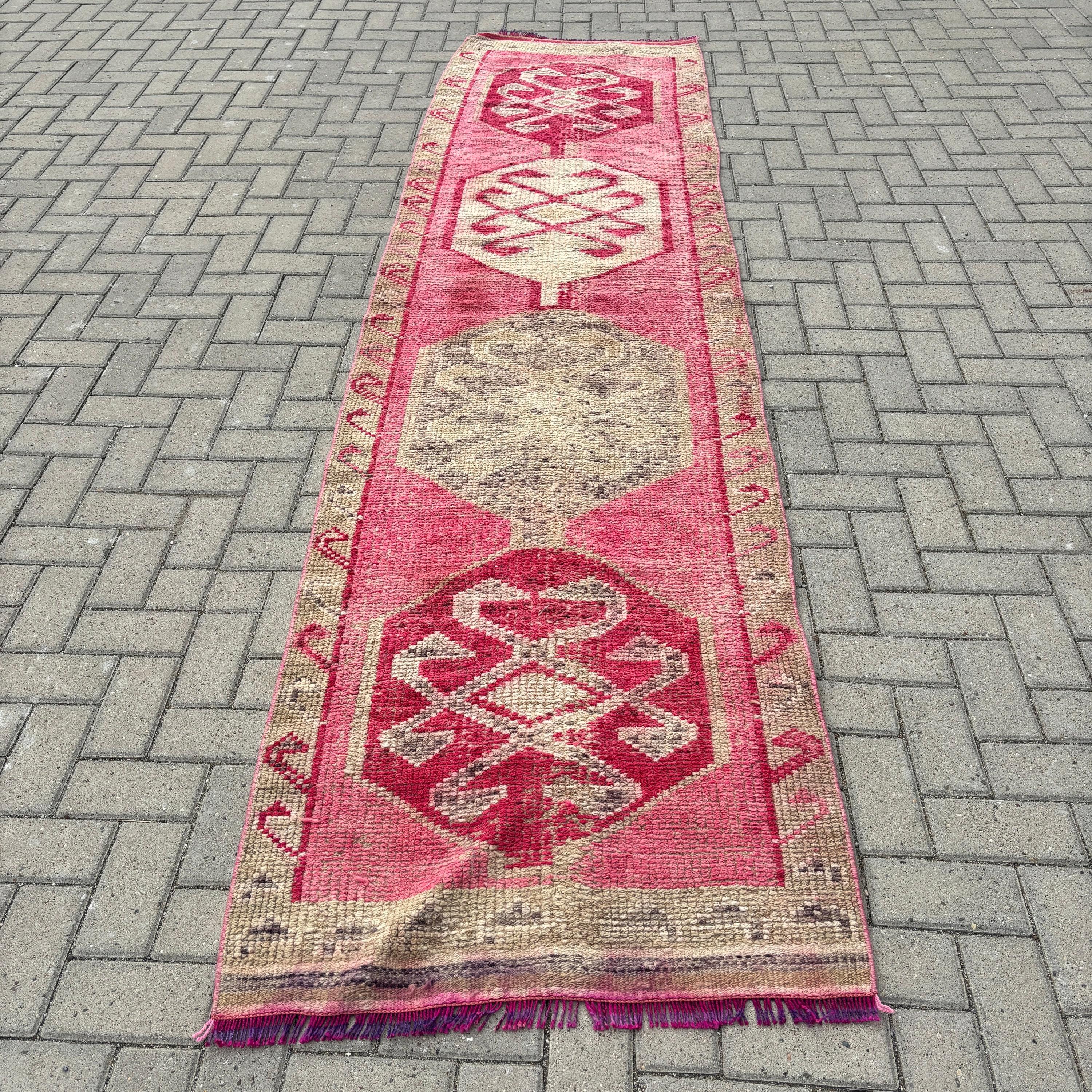 Oryantal Halılar, Geometrik Halılar, Vintage Yolluk Halıları, Mutfak Halıları, Türk Halıları, Vintage Halılar, 2.8x11.4 ft Runner Halıları, Bej Modern Halı