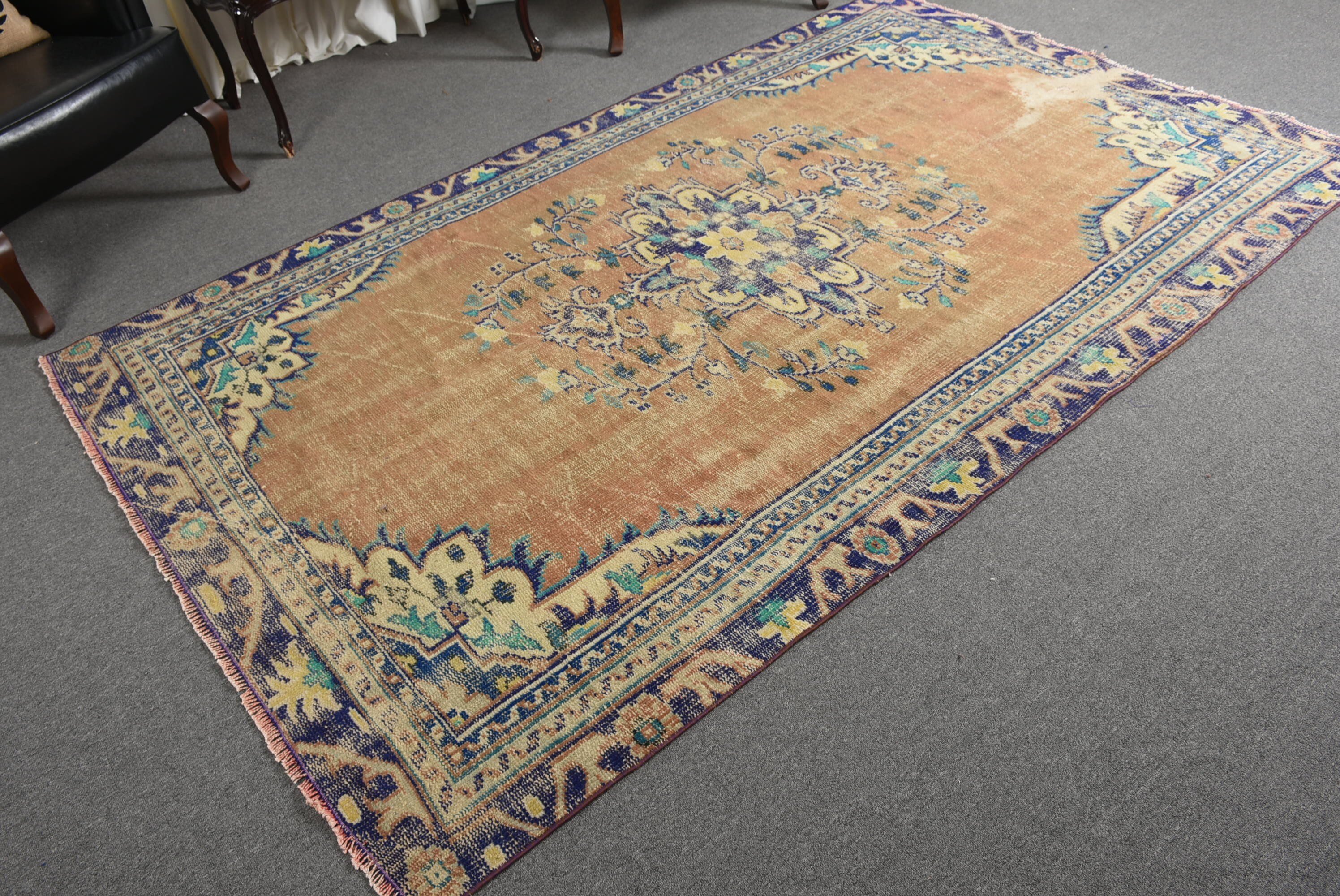 Vintage Rug, Brown Home Decor Rugs, Salon Rug, Turkish Rugs, 5.4x8.8 ft Large Rug, Pale Rug, Dining Room Rug, Kitchen Rugs