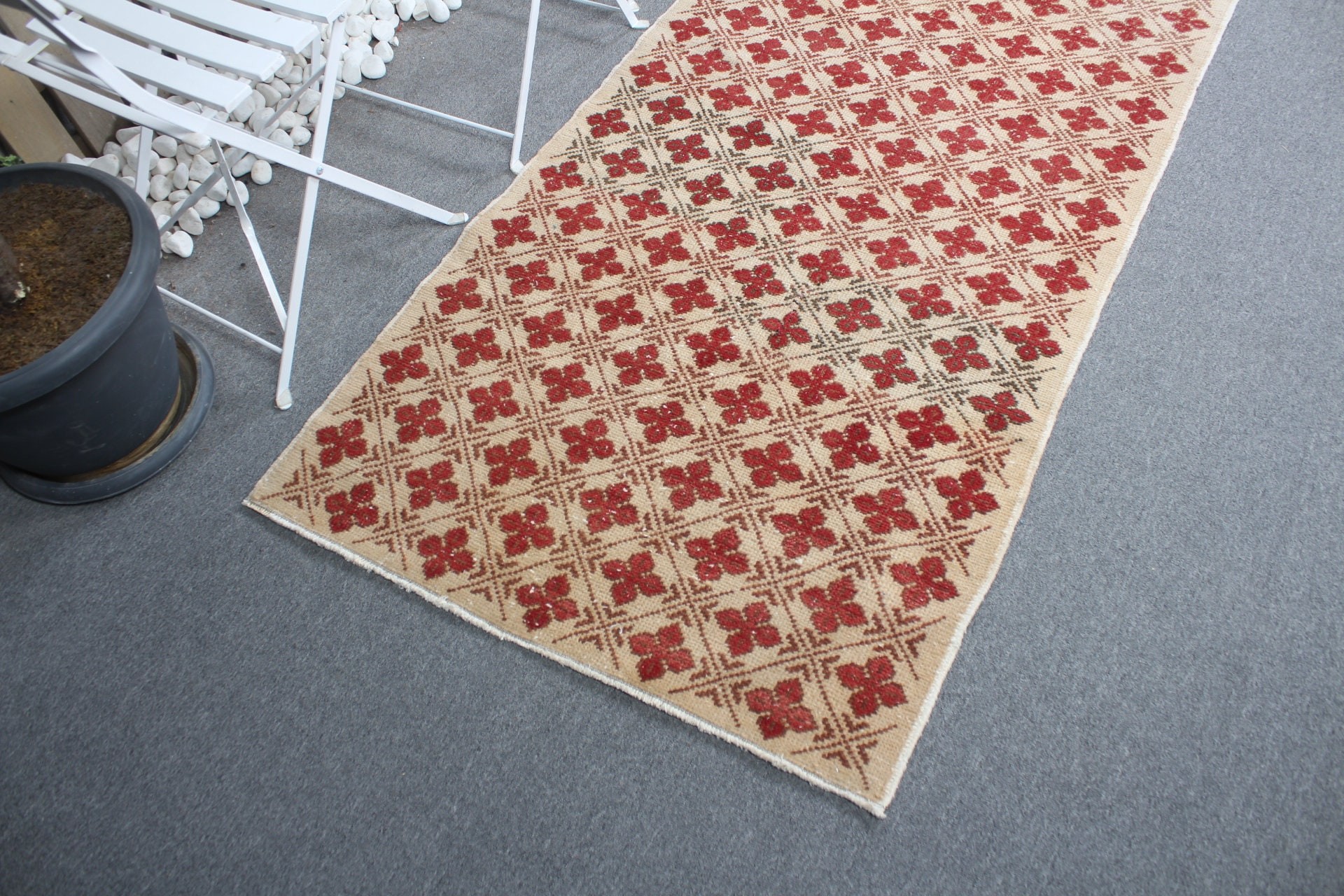 Turkish Rug, Wool Rug, Vintage Rugs, Vintage Decor Rugs, 3x6.3 ft Accent Rug, Rugs for Nursery, Entry Rug, Beige Floor Rug, Bedroom Rug