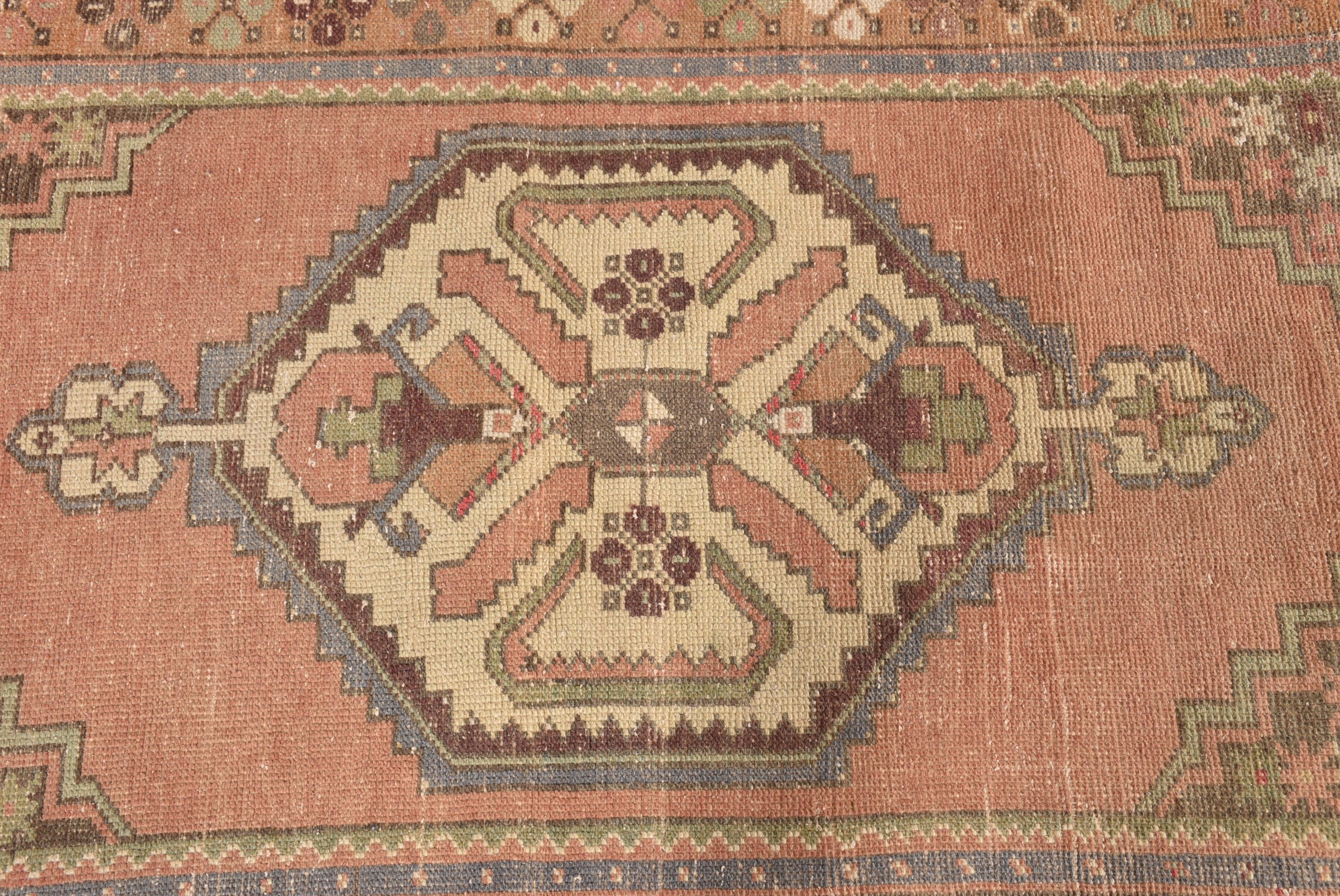 Vintage Halı, Türk Halıları, El Dokuma Halı, 3,3x6,4 ft Vurgulu Halı, Nötr Halı, Turuncu Antika Halılar, Vintage Vurgulu Halı, Boho Vurgulu Halı