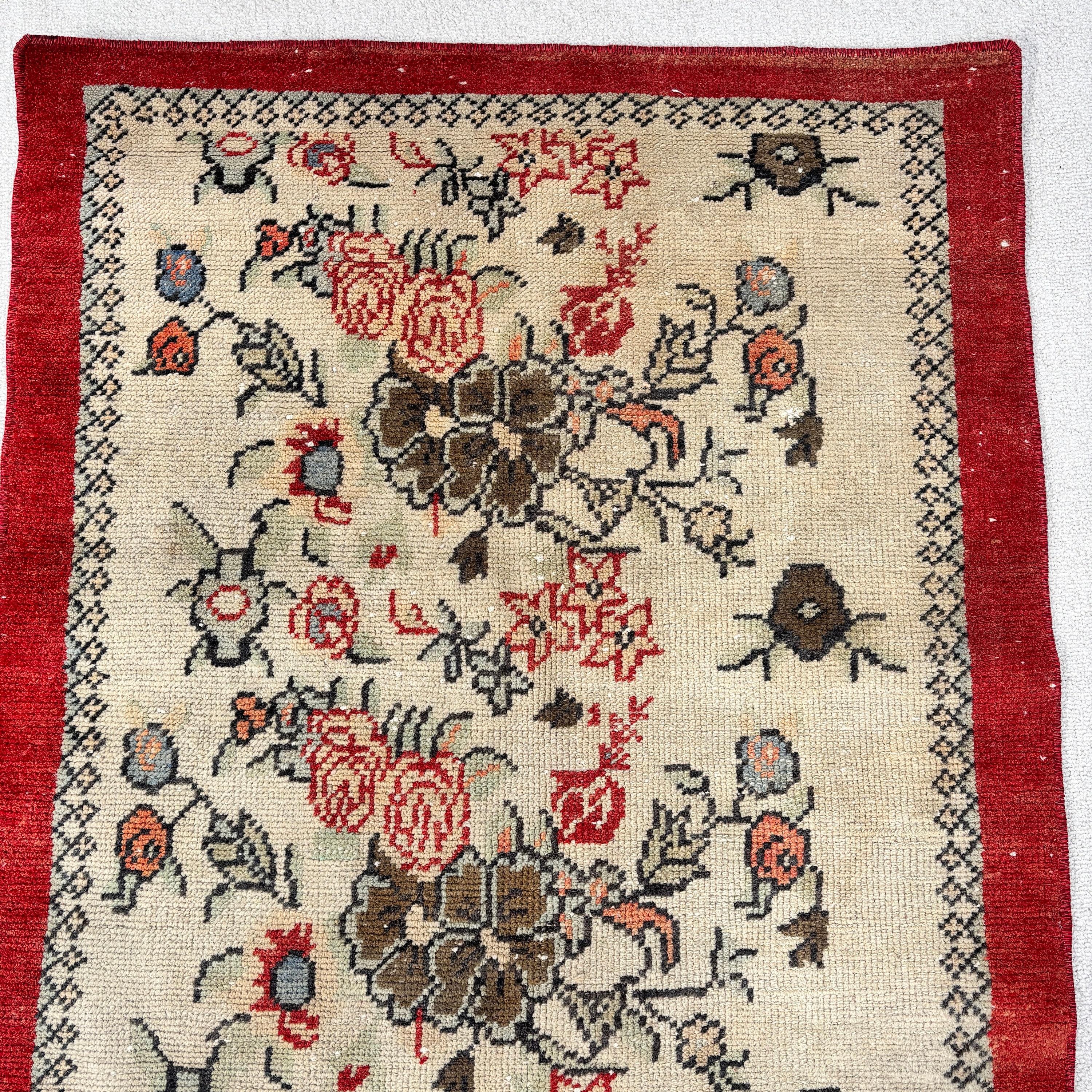 Vintage Rug, 2.5x5.4 ft Small Rugs, Bathroom Rugs, Turkish Rug, Rugs for Entry, Floor Rug, Beige Statement Rug, Handmade Rug, Luxury Rugs