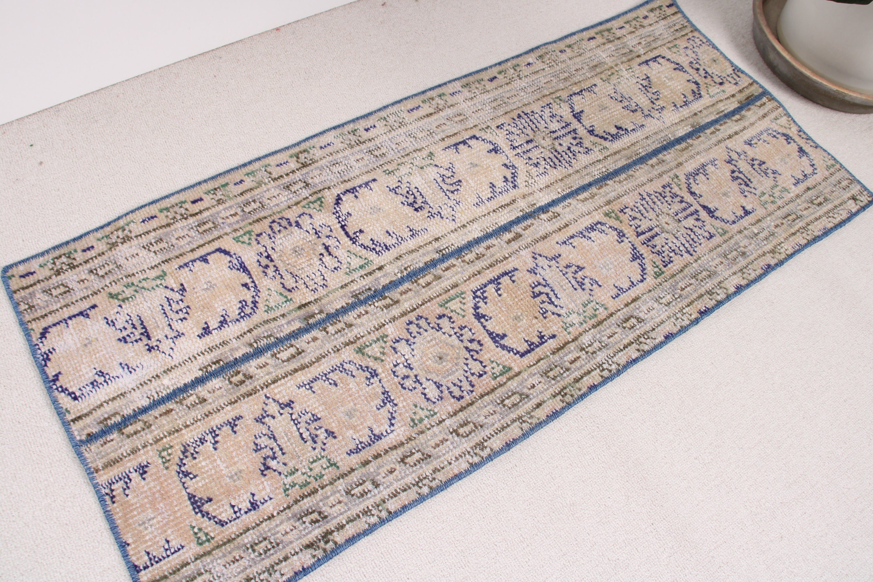 Vintage Halı, Duvara Asılı Halılar, Paspas Halısı, Yün Halılar, Bej Oryantal Halılar, 1.6x3.6 ft Küçük Halılar, Yer Halıları, Türkiye Halısı, Türk Halıları