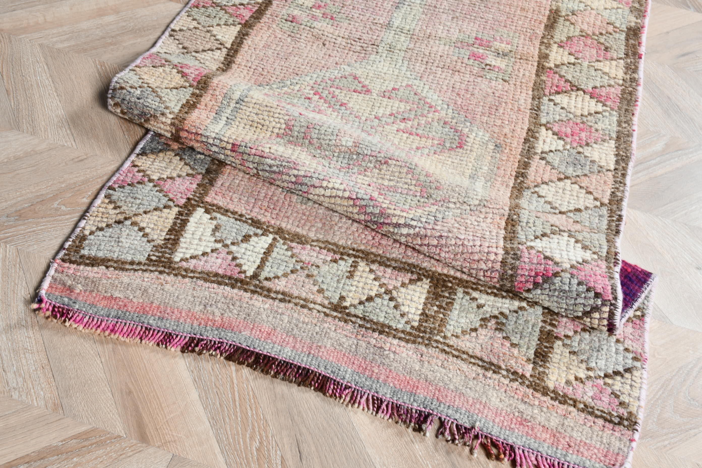 Vintage Halılar, Merdiven Halısı, Pembe Mutfak Halısı, Türk Halısı, Yatak Odası Halısı, Yün Halısı, Eski Halı, 2.4x9 ft Yolluk Halısı, Mutfak Halıları, Özel Halı