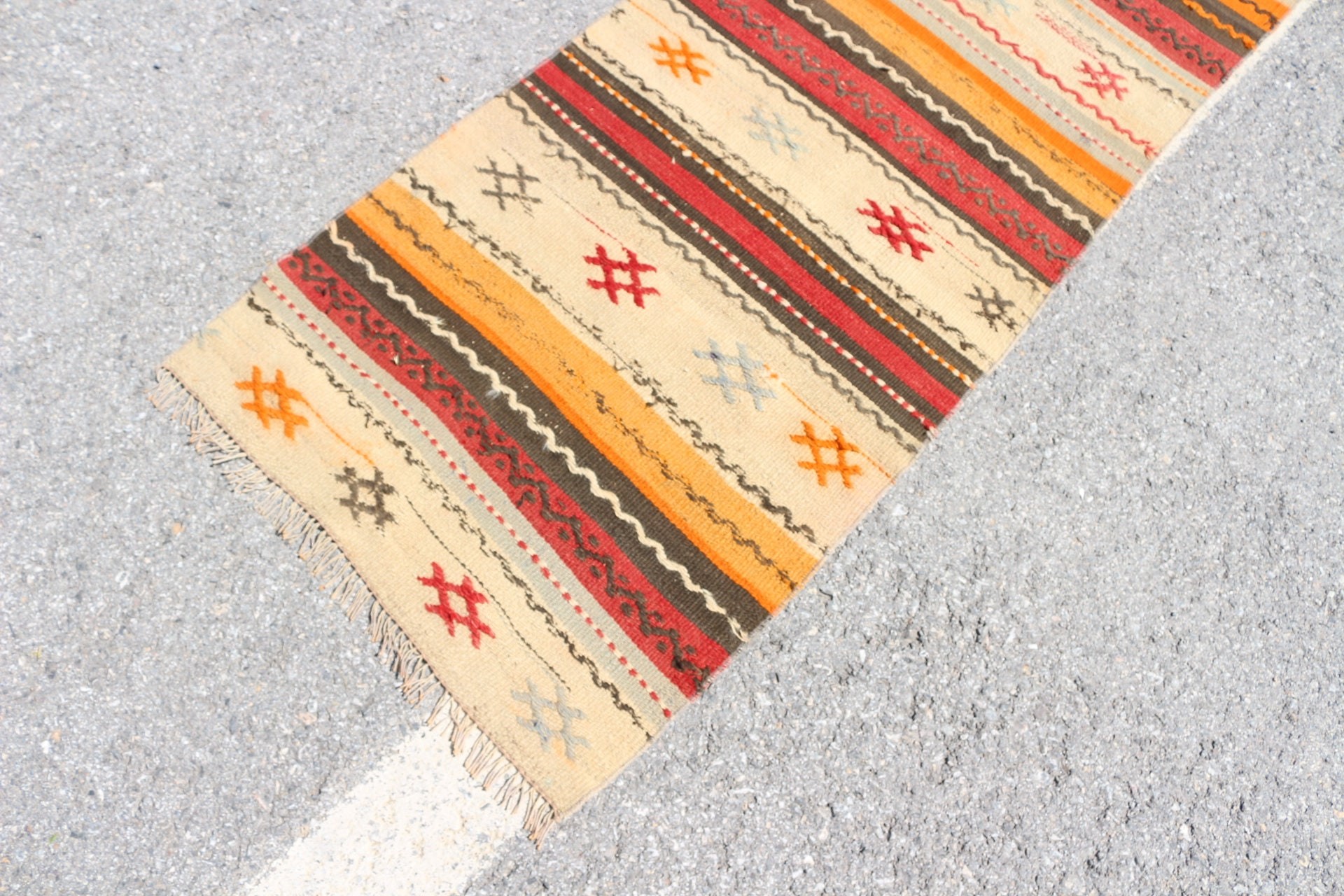 Vintage Rug, Orange Anatolian Rug, Custom Rugs, Turkish Rug, 2.3x6.8 ft Runner Rugs, Kilim, Kitchen Rug, Stair Rug, Cool Rugs, Antique Rug