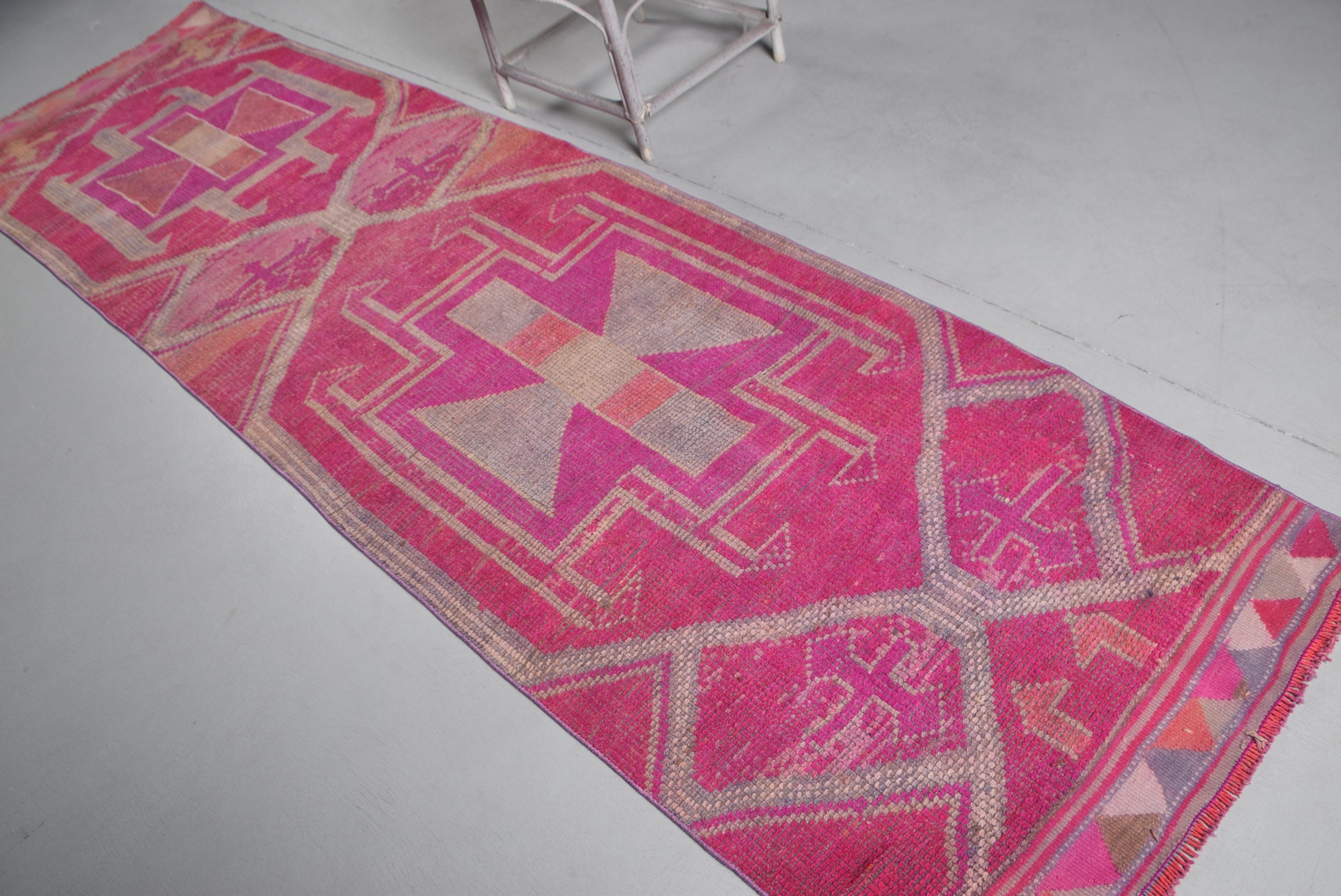 Pink Bedroom Rug, Vintage Rugs, Hallway Rug, Turkish Rug, Cute Rug, Rugs for Corridor, Kitchen Rug, 3.2x11.5 ft Runner Rug, Moroccan Rug