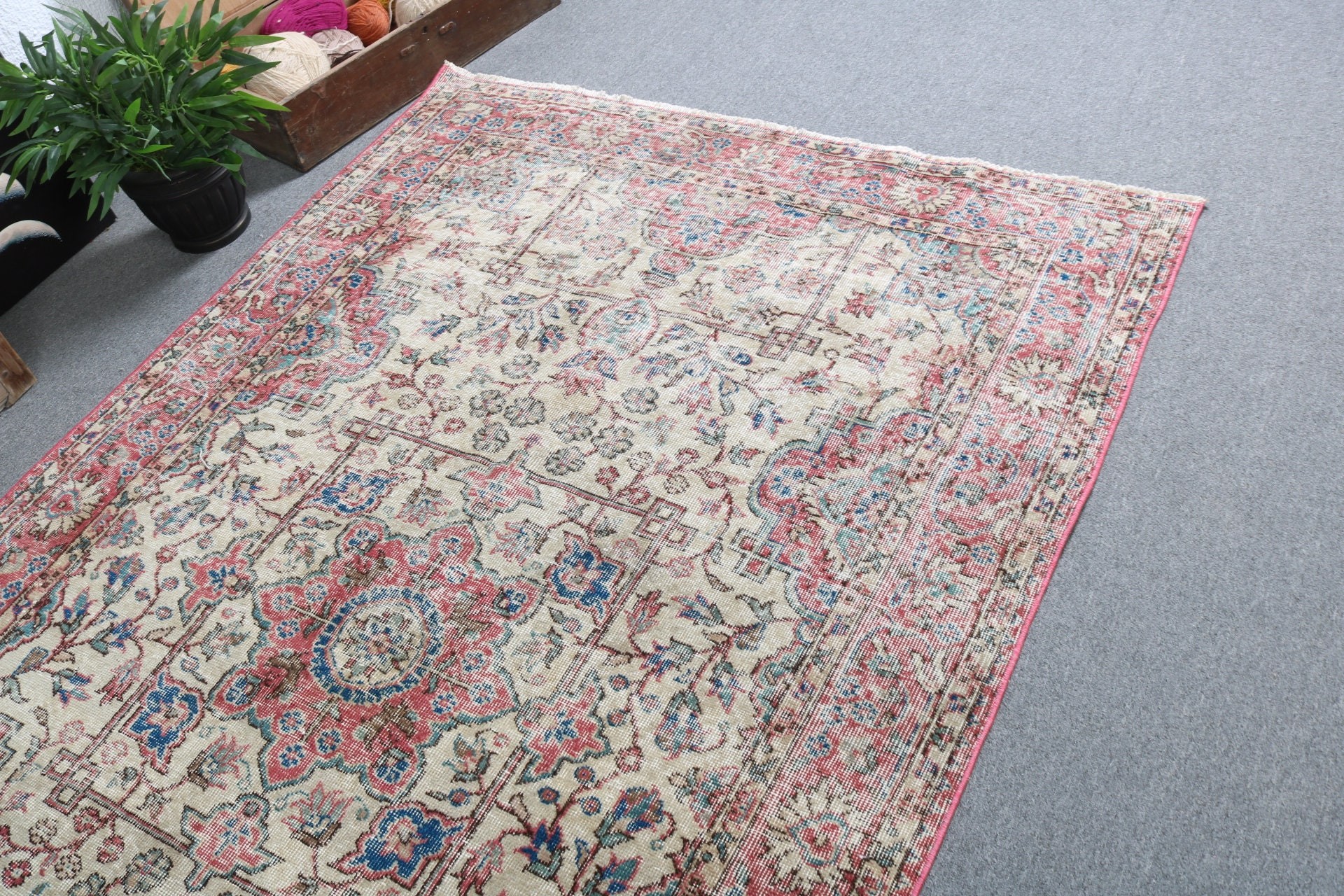 Anadolu Halıları, Vintage Halılar, Yün Halı, Türk Halıları, Mutfak Halıları, 4,7x8 ft Alan Halısı, Bej Fas Halıları, Sanatsal Halı, İç Mekan Halıları