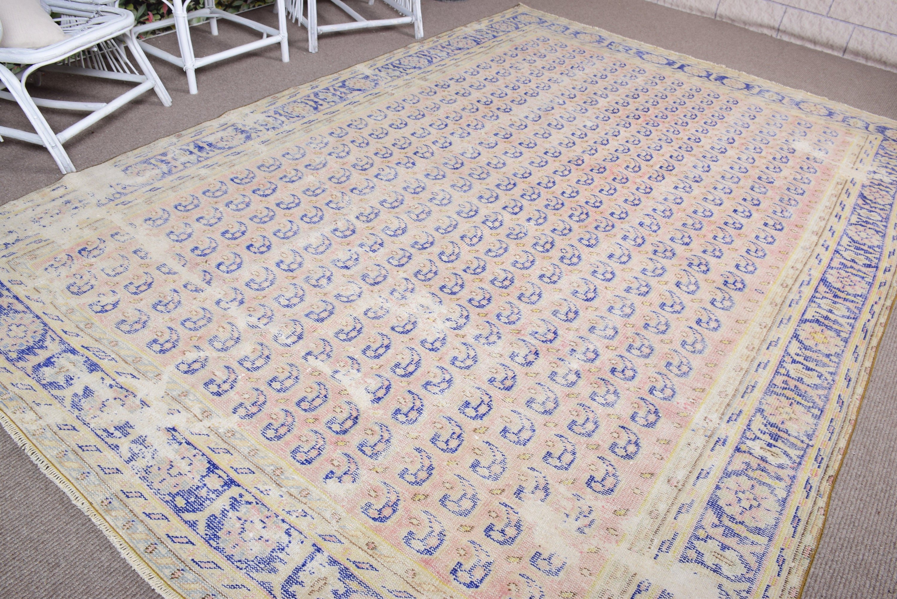 Natural Rug, Cool Rug, Beige Cool Rugs, Living Room Rug, Vintage Rug, 7.3x10.4 ft Oversize Rug, Dining Room Rugs, Turkish Rug