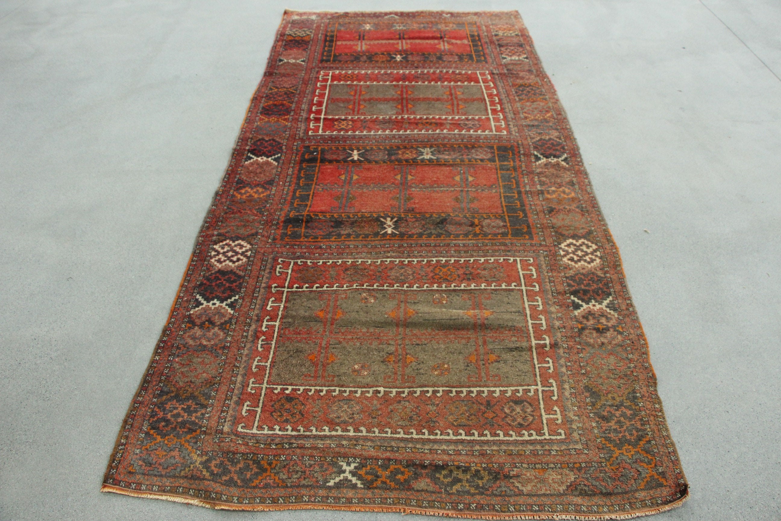 Red Kitchen Rug, Home Decor Rug, Turkish Rug, Anatolian Rugs, Salon Rug, 4.3x9.4 ft Large Rugs, Dining Room Rugs, Cute Rug, Vintage Rugs