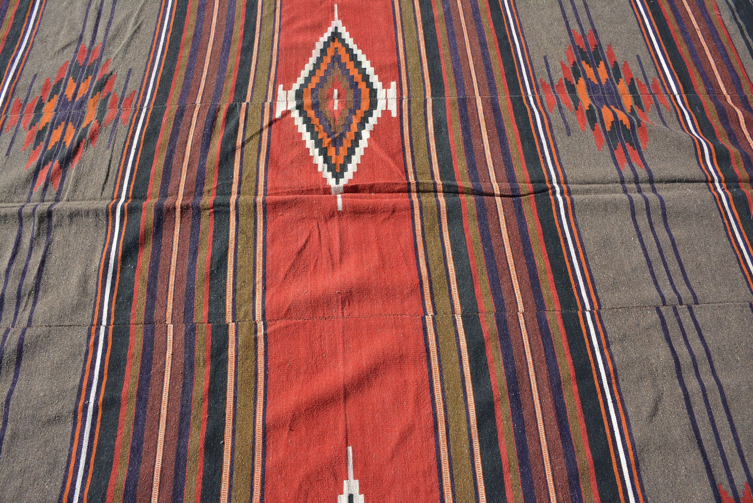Kilim, Turkish Rug, Wool Rugs, Home Decor Rug, Living Room Rug, Aztec Rugs, 6.4x8.7 ft Large Rug, Vintage Rugs, Rugs for Salon, Salon Rugs