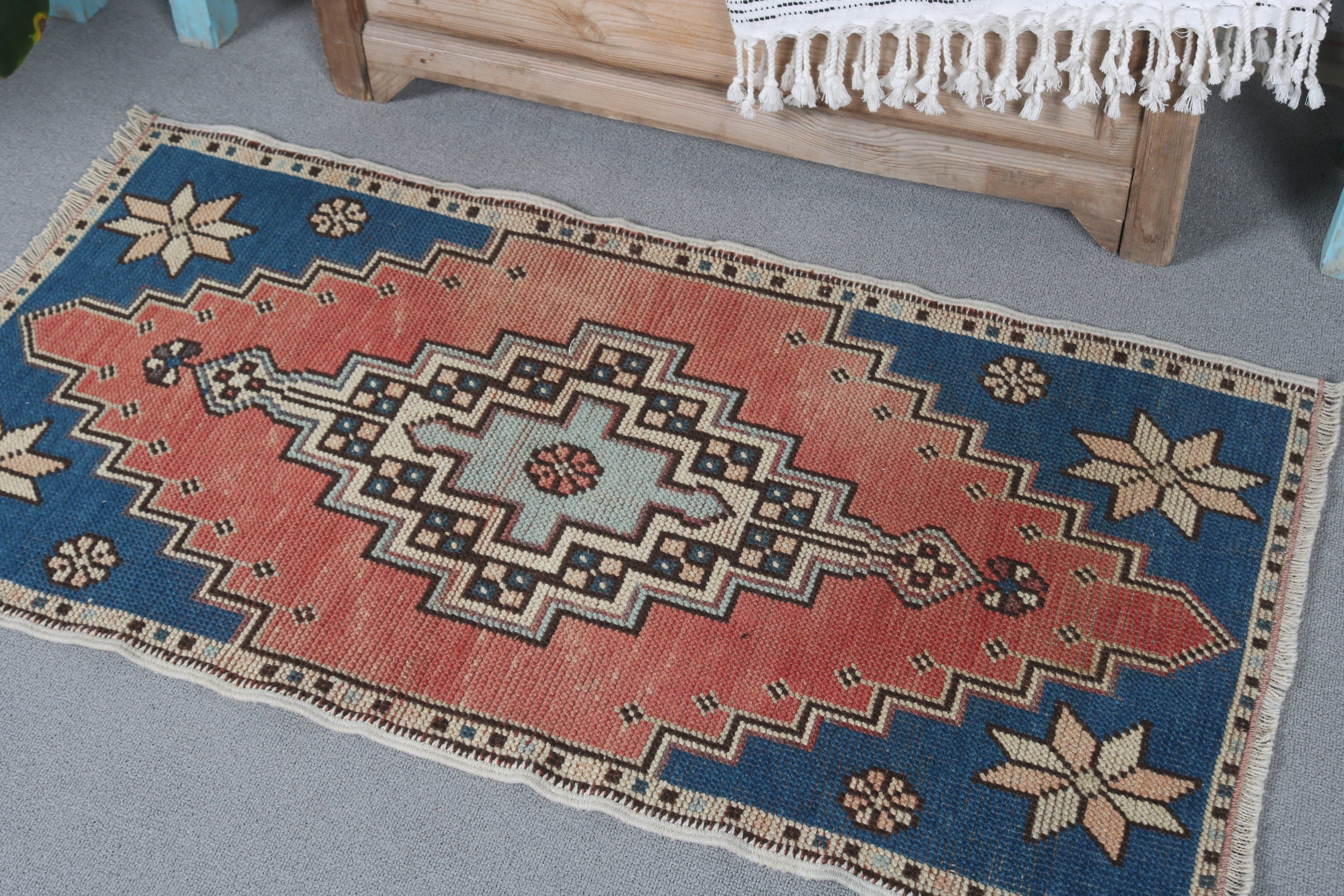 Wall Hanging Rug, Red Oriental Rug, Floor Rugs, Antique Rug, Vintage Rug, 1.8x3.5 ft Small Rug, Rugs for Entry, Door Mat Rugs, Turkish Rug