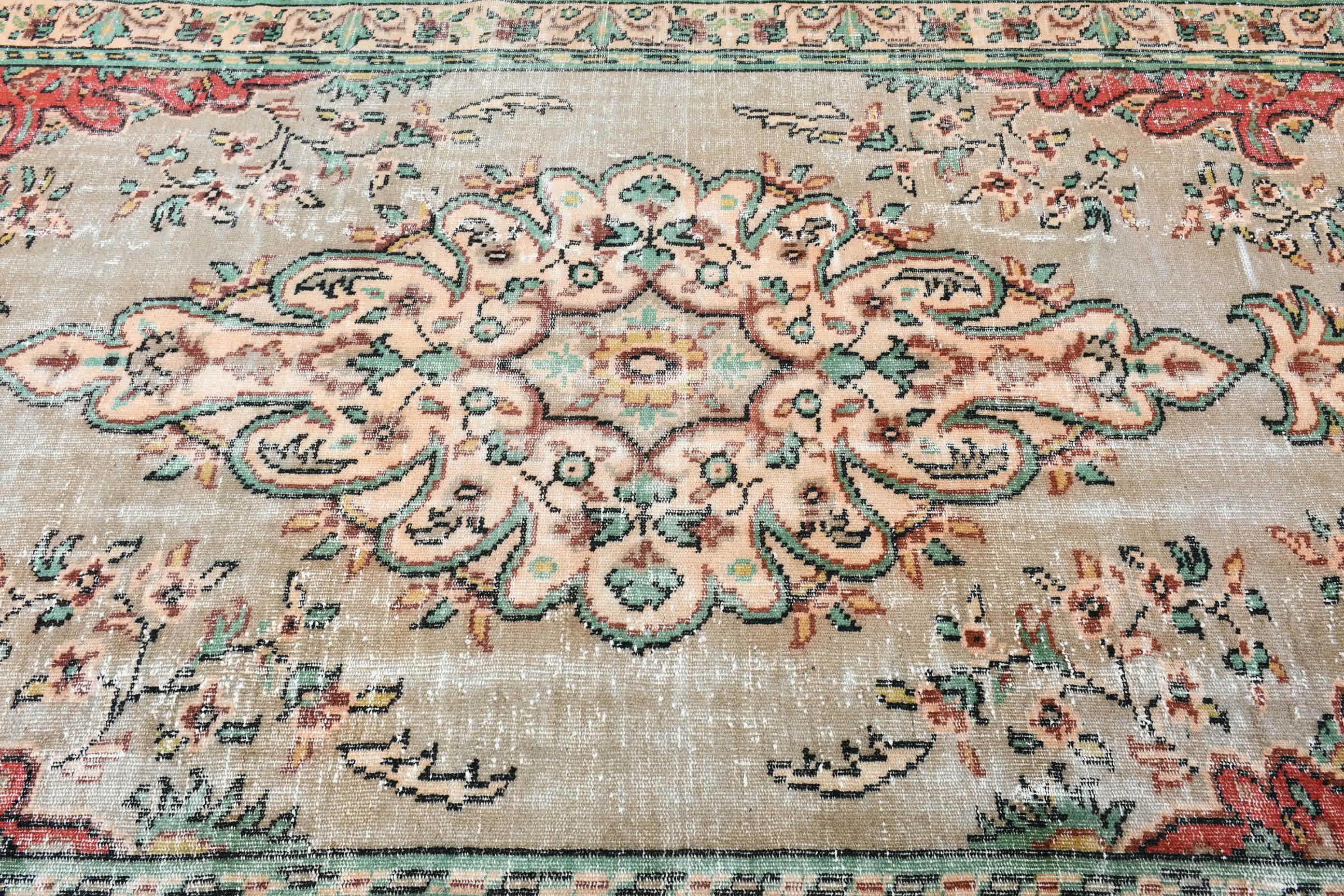 Living Room Rug, 5.8x10.6 ft Large Rug, Vintage Rugs, Turkish Rug, Oushak Rug, Cool Rug, Dining Room Rug, Tribal Rugs, Orange Anatolian Rug