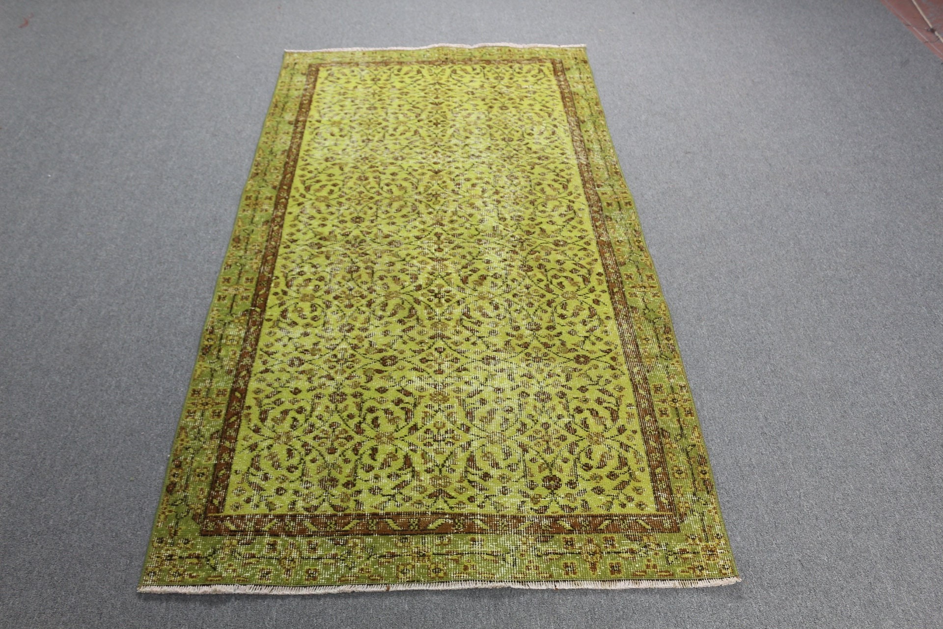 Vintage Rugs, Turkish Rug, Green Antique Rug, Rugs for Bedroom, Kitchen Rug, 3.5x6.7 ft Accent Rugs, Bright Rug, Anatolian Rug, Bedroom Rug