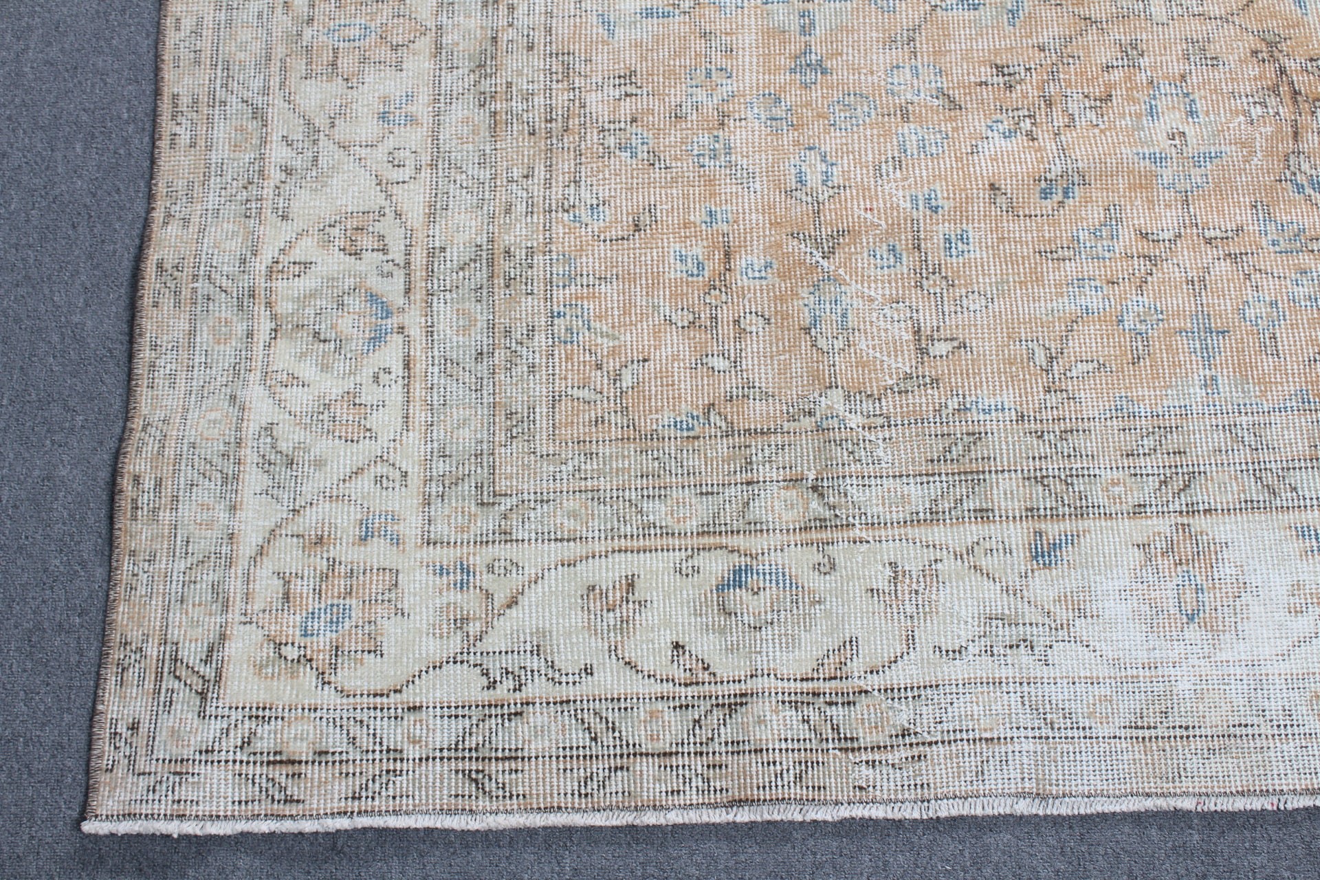 Yemek Odası Halısı, Sevimli Halı, Türk Halıları, Salon Halıları, Vintage Halı, 7.1x10.2 ft Büyük Boy Halı, Turuncu Ev Dekor Halıları, Antika Halı, Yün Halılar