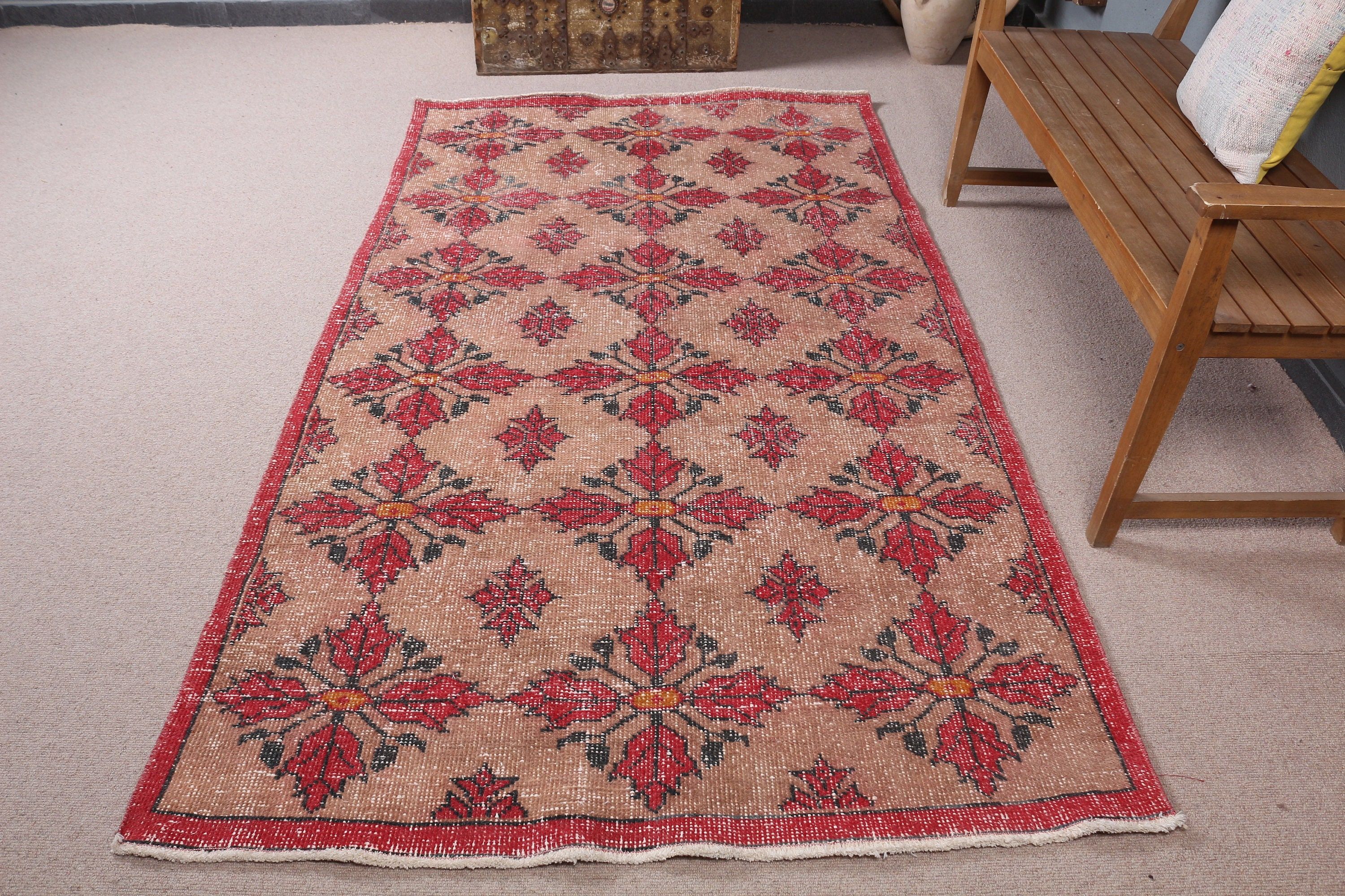 Indoor Rugs, Beige Floor Rug, Turkish Rug, Kitchen Rug, Wedding Rugs, 4.5x7.8 ft Area Rugs, Rugs for Living Room, Vintage Rug