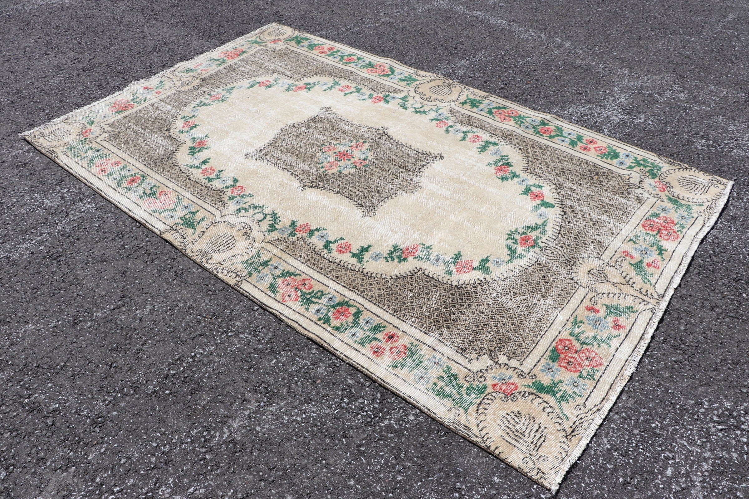 5.3x8.6 ft Large Rug, Turkish Rug, Bedroom Rugs, Salon Rug, Vintage Rug, Beige Kitchen Rug, Rugs for Bedroom, Antique Rug, Oriental Rug