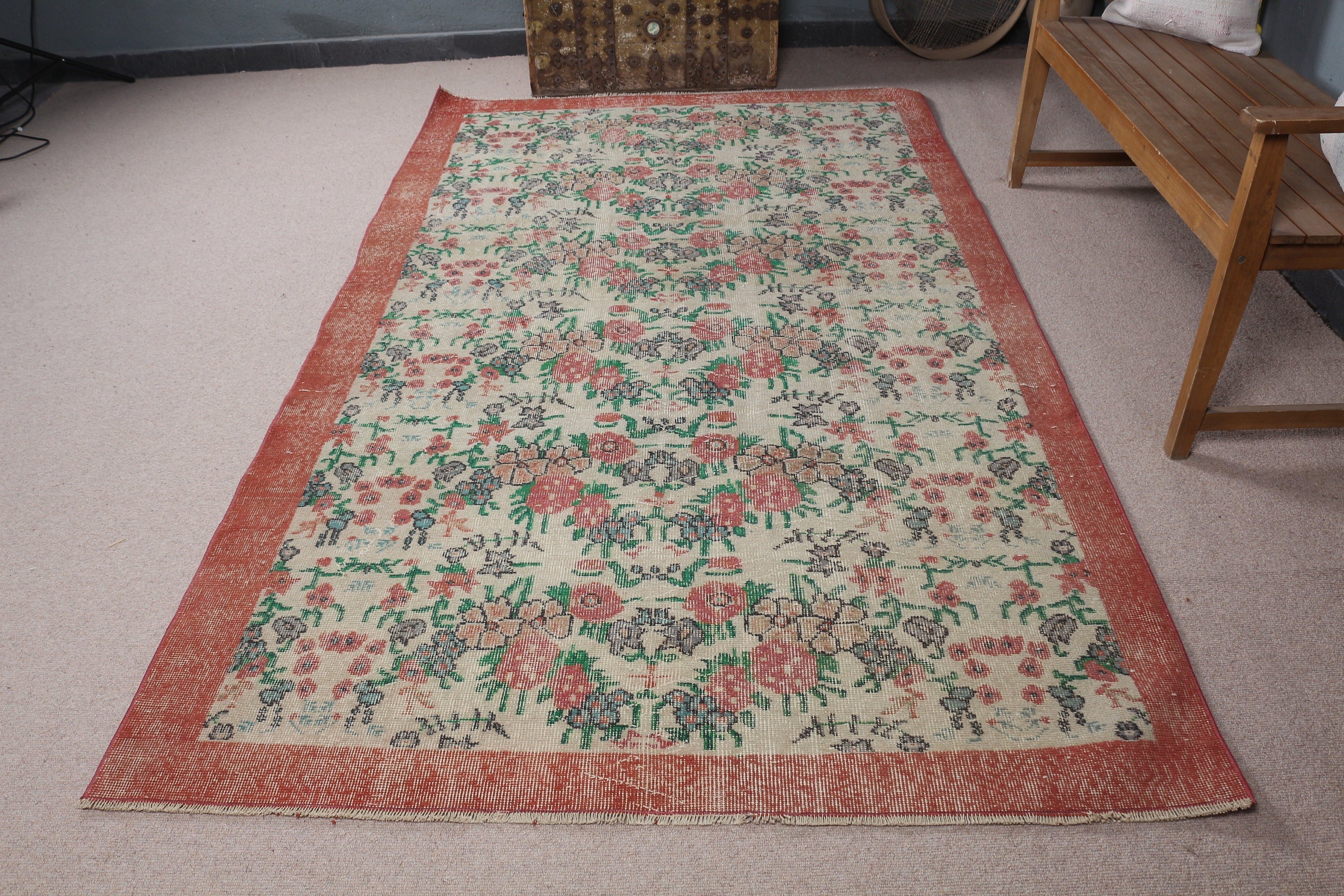 Yün Halı, Salon Halıları, Kırmızı Yer Halısı, Oturma Odası Halıları, Vintage Halı, 5.1x8.8 ft Büyük Halılar, Türk Halısı, Oturma Odası Halıları