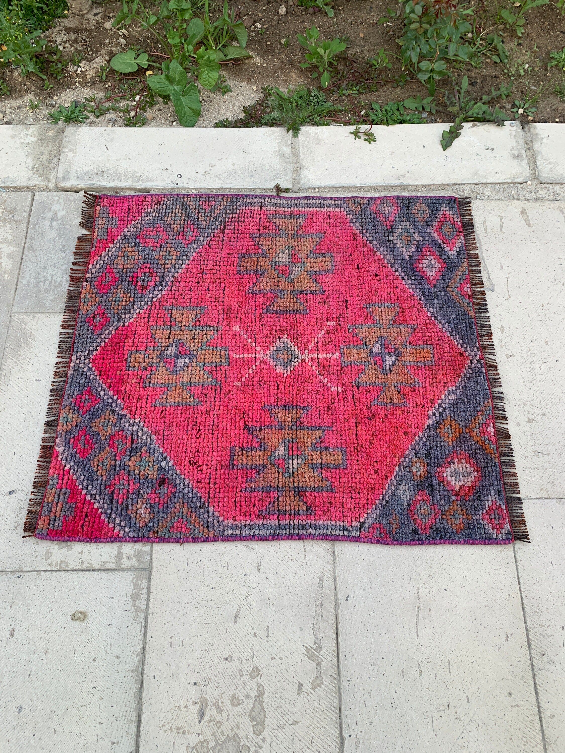 Oryantal Halı, Paspas Halısı, Türk Halısı, Vintage Halı, Pembe Oryantal Halılar, Giriş Halısı, Banyo Halıları, 2,3x2,7 ft Küçük Halılar, Antika Halı