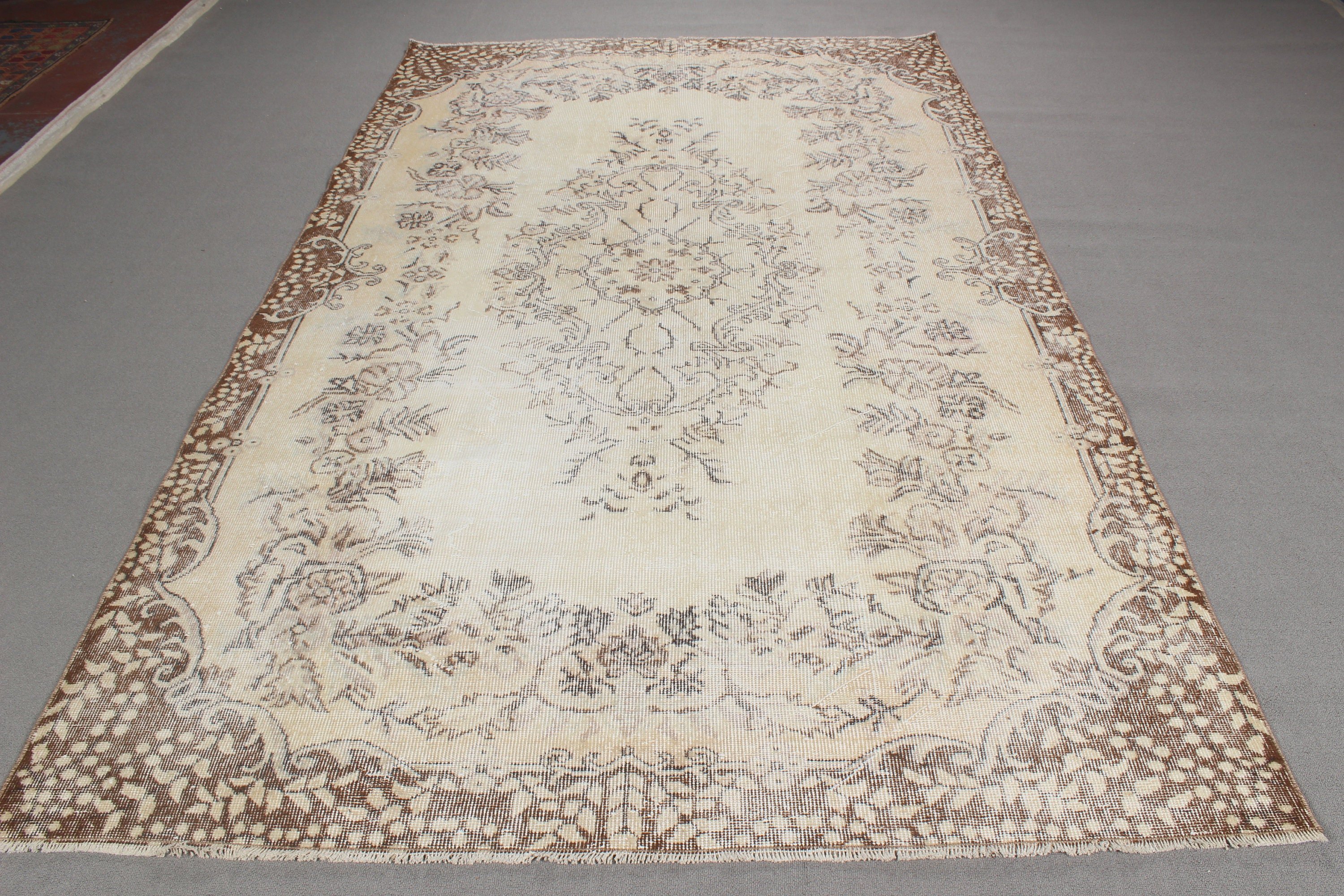 Türk Halıları, Bej Açıklama Halısı, Oturma Odası Halıları, Yatak Odası Halıları, Anadolu Halıları, Vintage Halılar, Büyük Boho Halıları, 5,8x9,3 ft Büyük Halılar