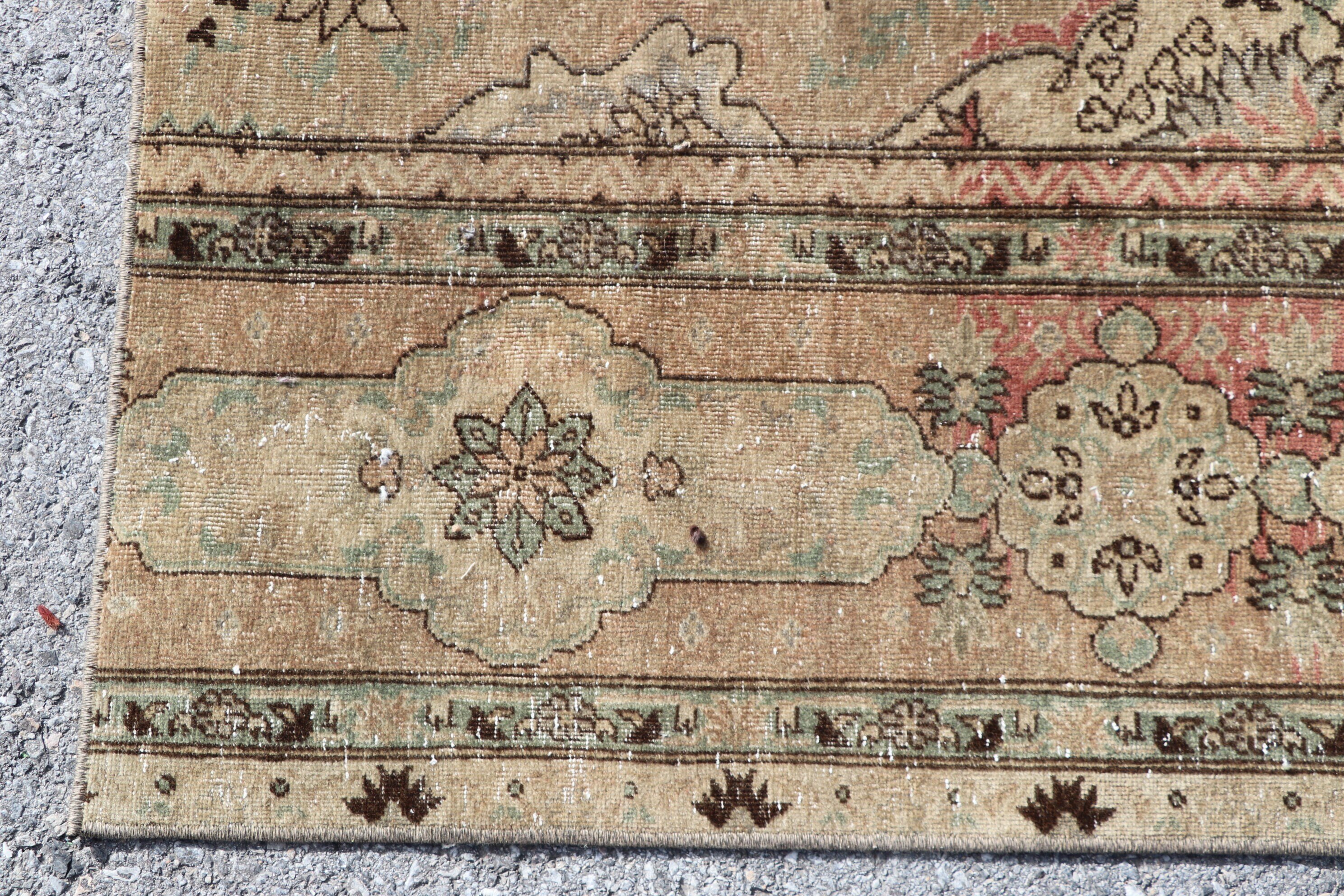 Merdiven Halısı, Bej Oushak Halısı, Harika Halı, Mutfak Halıları, Vintage Halılar, Yer Halıları, Türk Halısı, Koridor Halısı, 3,3x8,5 ft Koşucu Halısı, Eski Halı