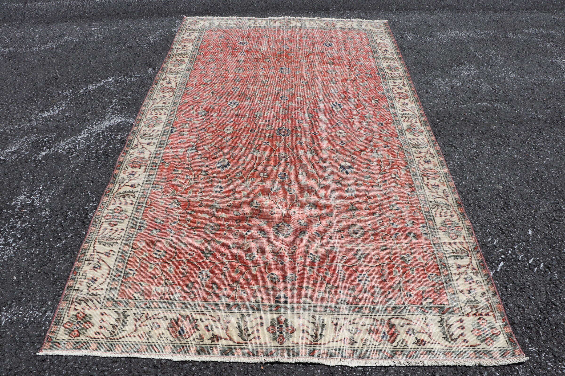 Fas Halısı, Vintage Halılar, Yatak Odası Halıları, Türk Halısı, Turuncu Yün Halı, Yatak Odası Halıları, Yemek Odası Halısı, 5.4x9.4 ft Büyük Halı, Yün Halılar