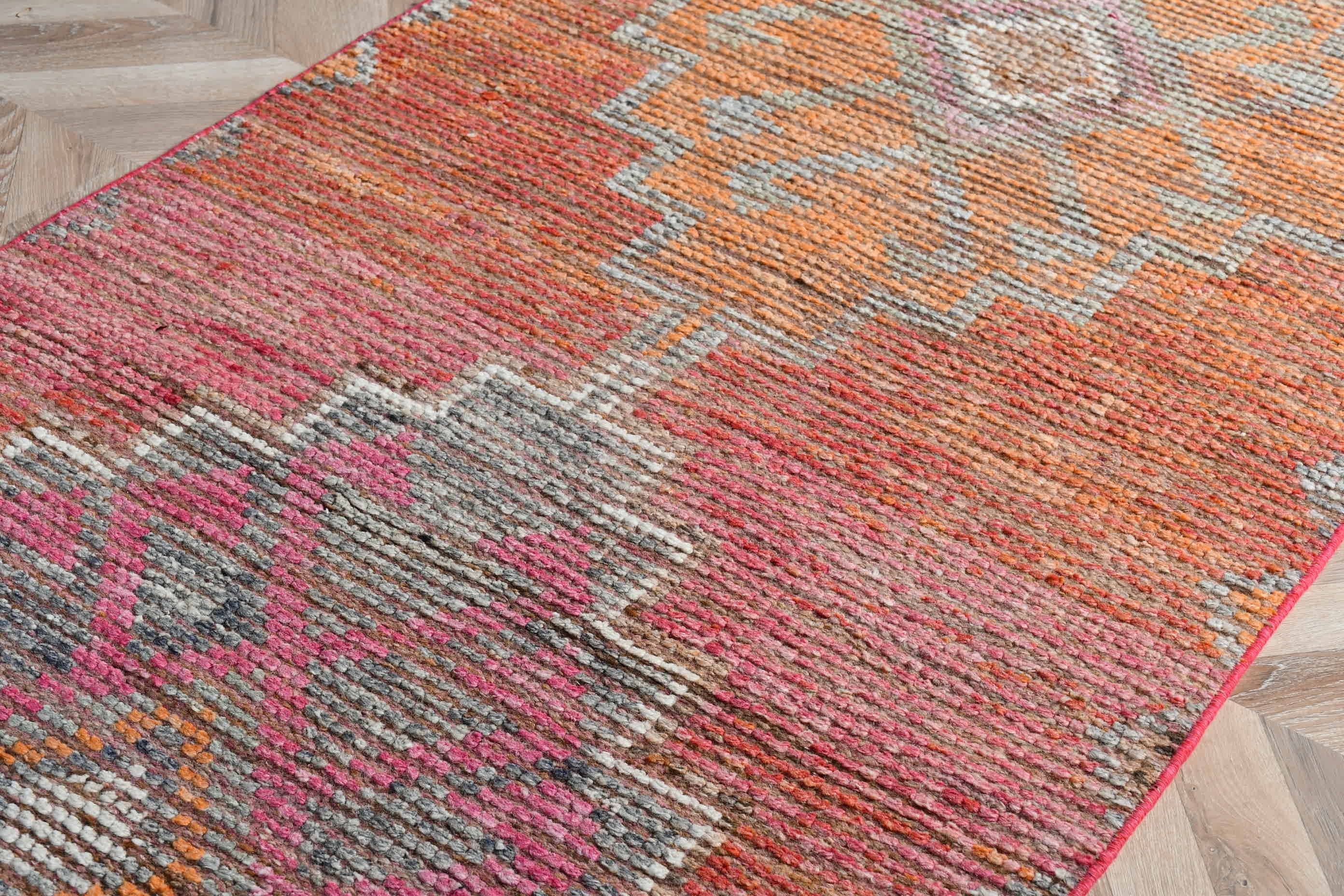 Dorm Rug, Bedroom Rug, Kitchen Rugs, Pink Wool Rug, Turkish Rug, 3x10.3 ft Runner Rug, Rugs for Runner, Vintage Rugs, Old Rugs, Cool Rugs