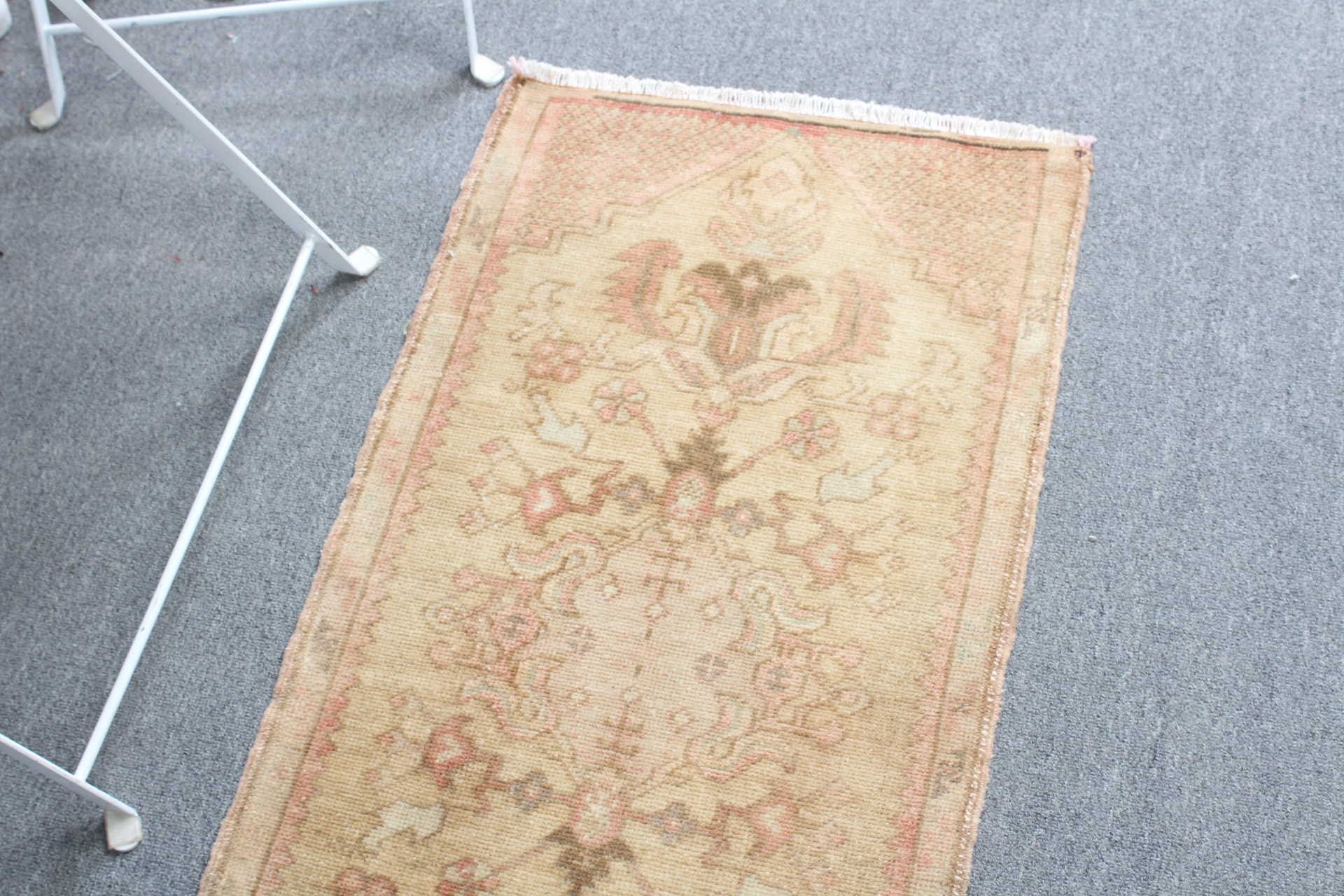 Turkish Rug, Beige Cool Rug, Oushak Rugs, Bathroom Rug, Rugs for Bathroom, 1.5x3 ft Small Rugs, Bedroom Rug, Vintage Rug, Oriental Rugs