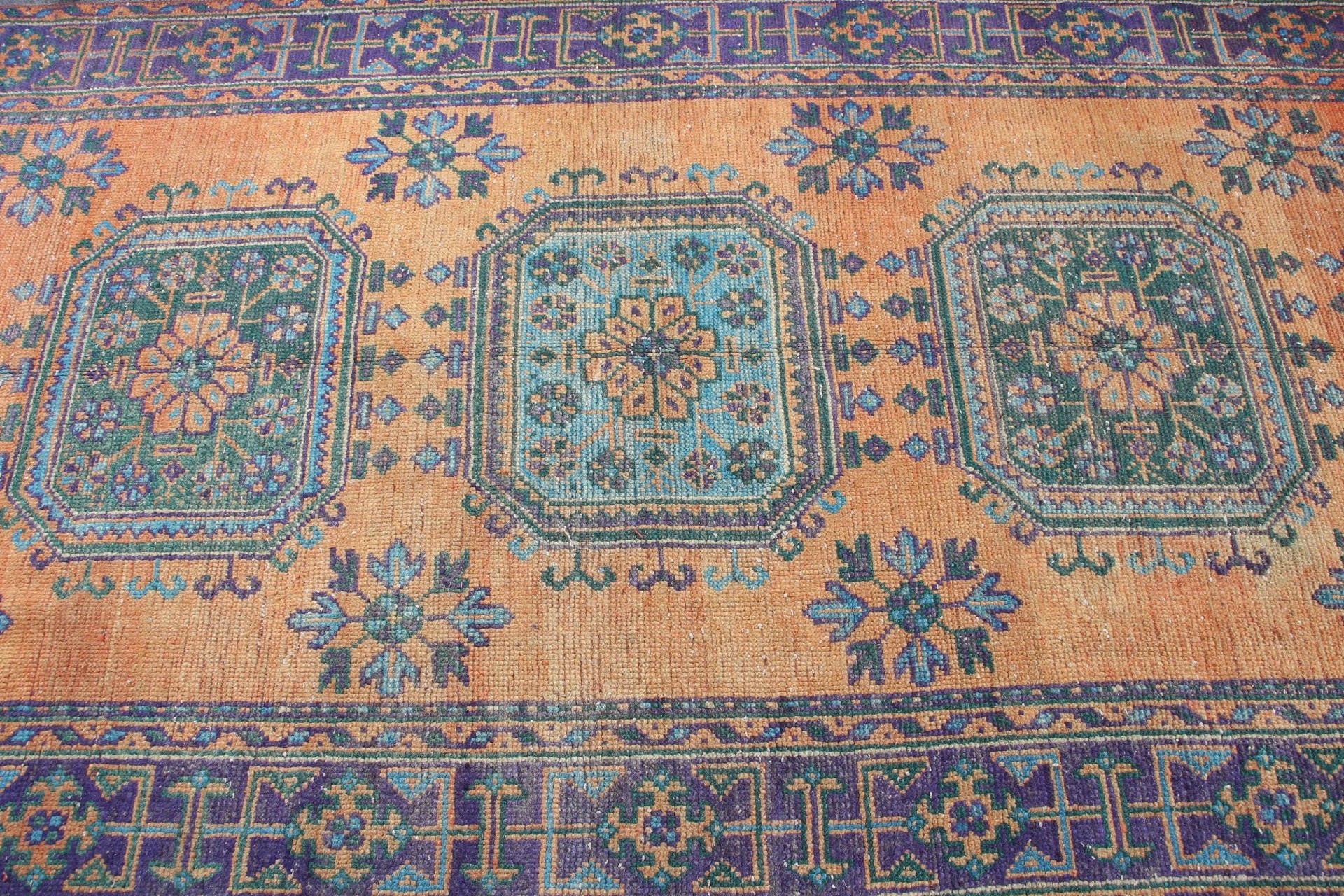 Dining Room Rug, Salon Rug, Office Rug, Kitchen Rugs, Turkish Rugs, Vintage Rugs, Antique Rugs, Orange  4.4x10.9 ft Large Rug