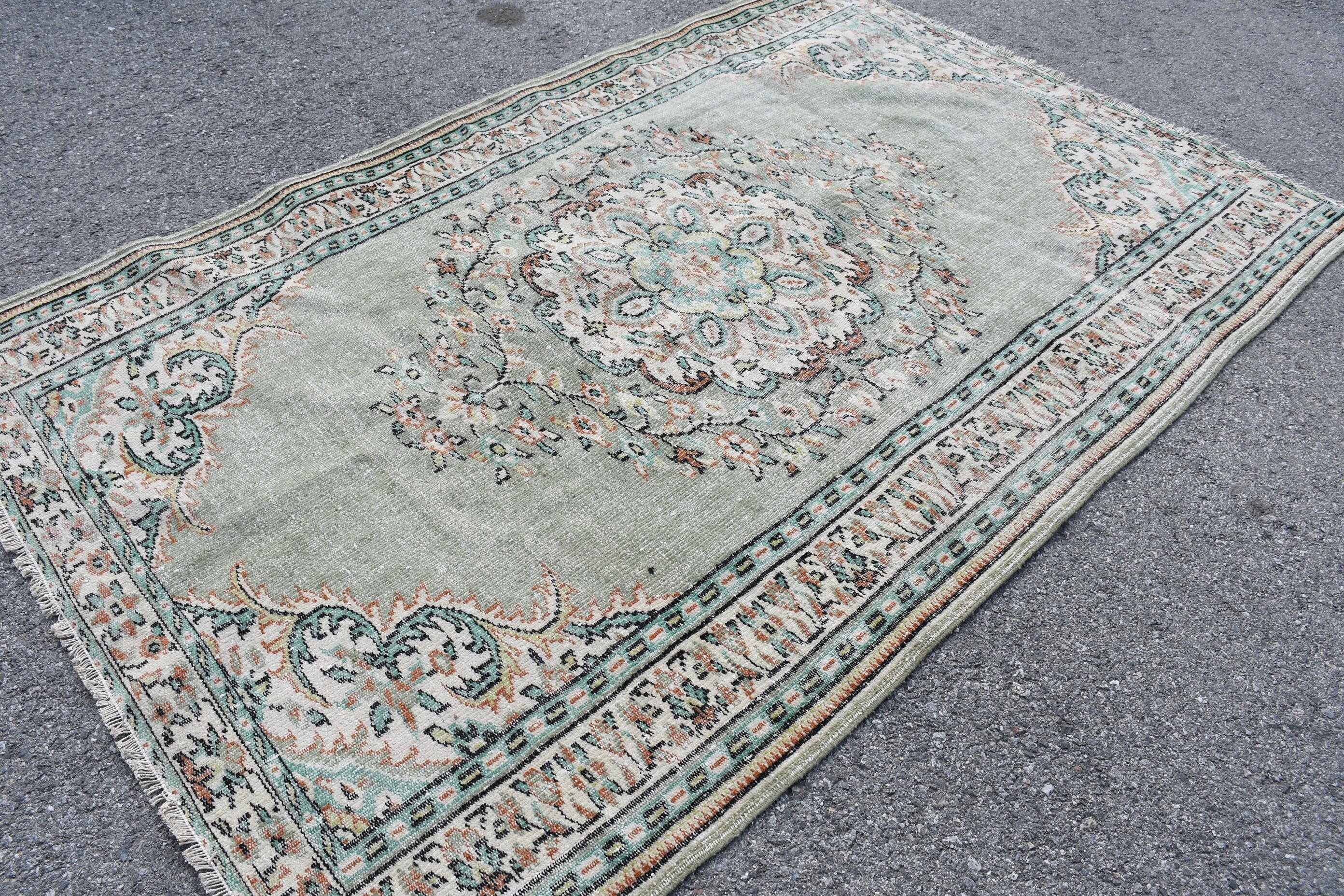 5.6x8.4 ft Large Rugs, Natural Rugs, Living Room Rug, Vintage Rug, Turkish Rugs, Antique Rug, Green Oriental Rugs, Salon Rug