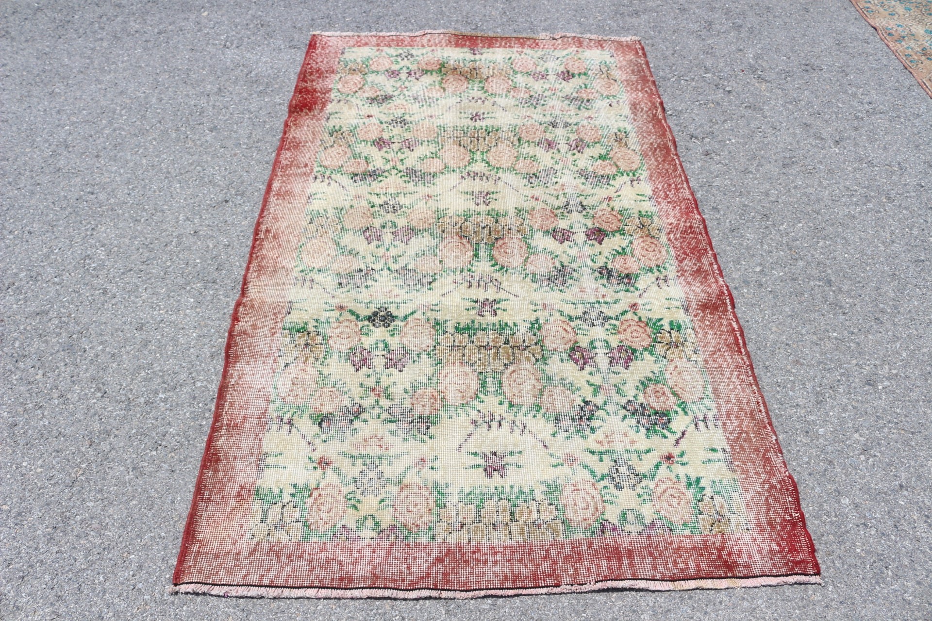 Cool Rug, Antique Rug, Floor Rug, Kitchen Rugs, Vintage Rug, Rugs for Living Room, Red Anatolian Rugs, Turkish Rugs, 3.8x6.6 ft Area Rug