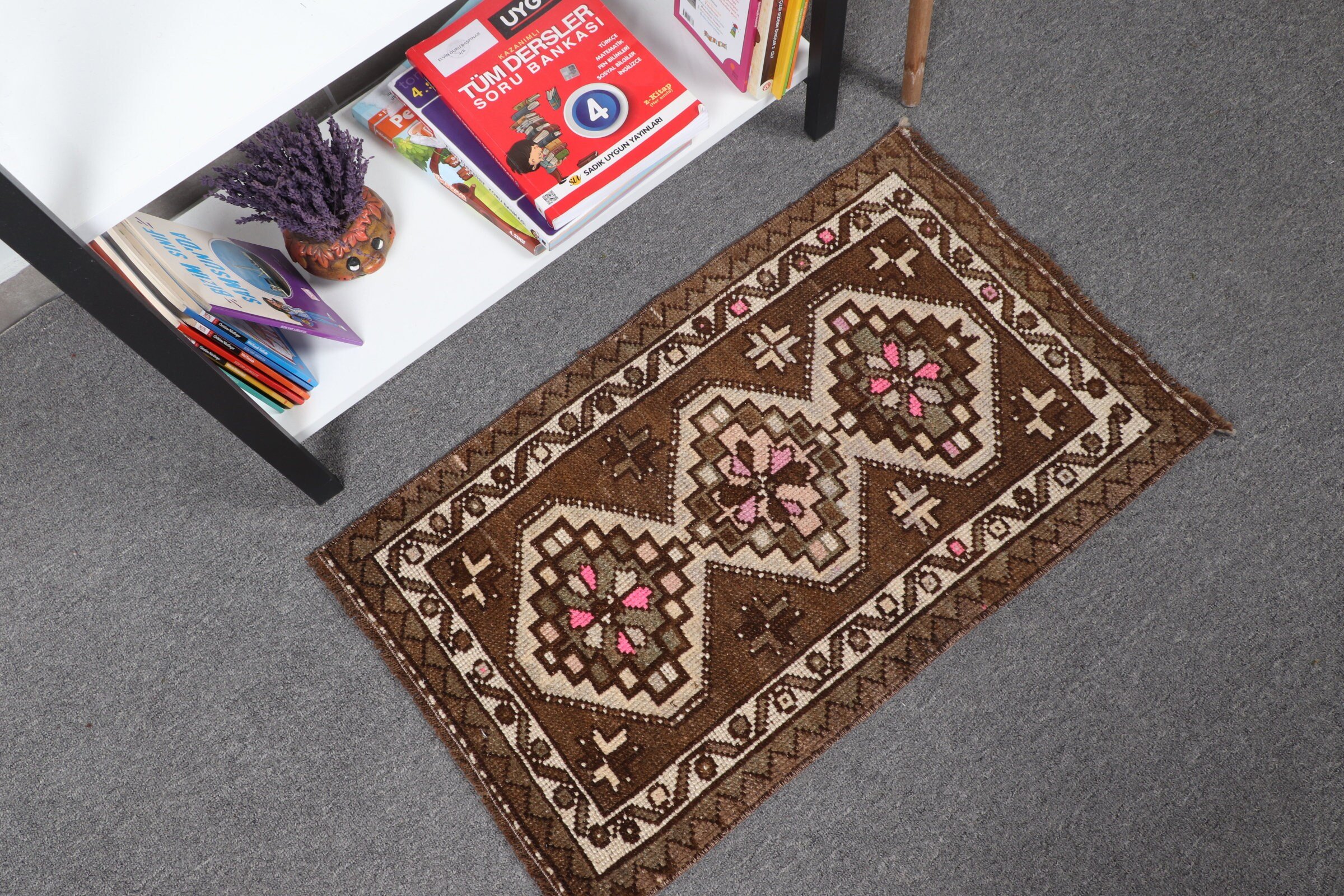 Brown Bedroom Rugs, 1.5x2.6 ft Small Rug, Bedroom Rug, Nursery Rug, Bath Rug, Vintage Rugs, Turkish Rugs, Rugs for Nursery