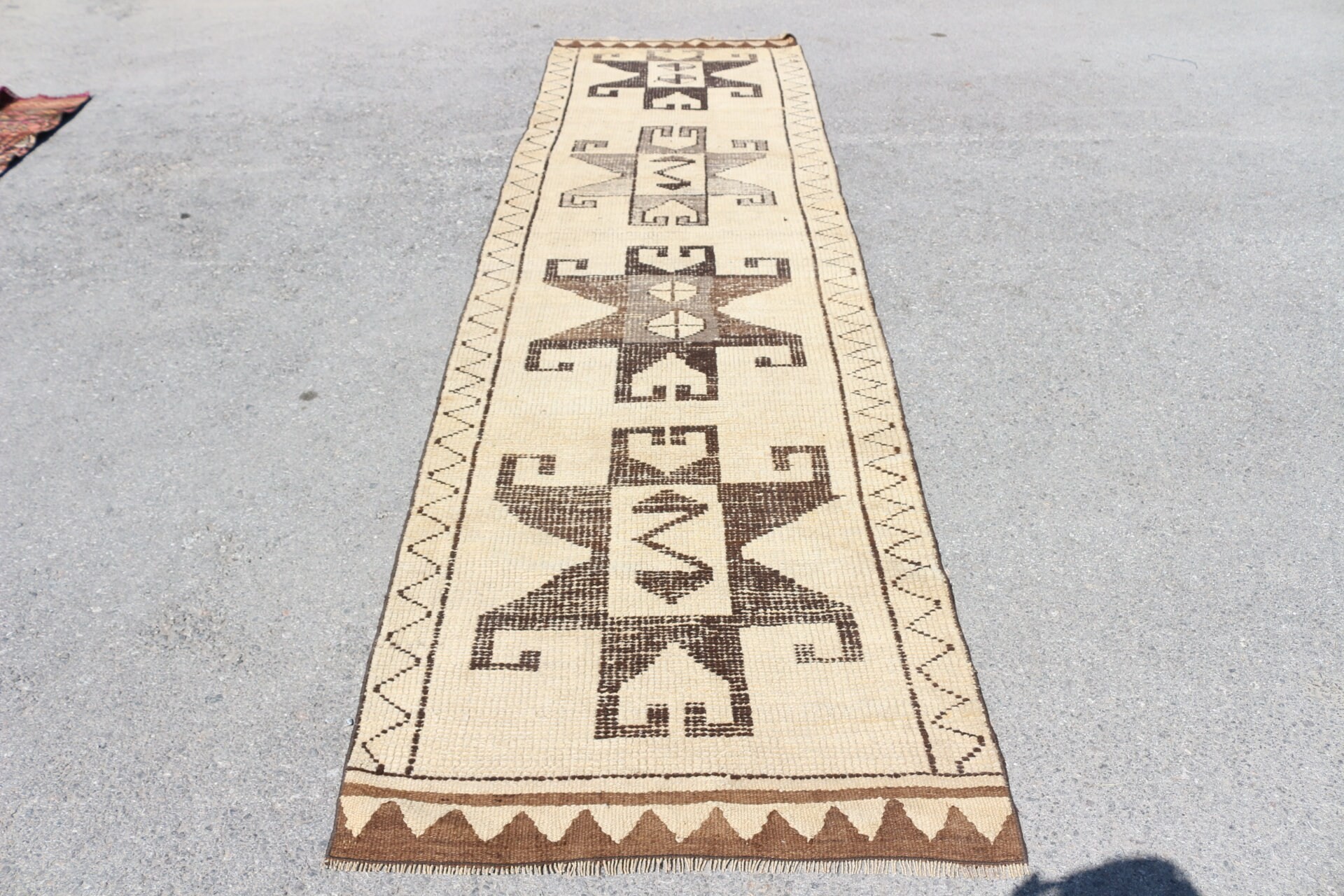 Vintage Rug, Oriental Rugs, Hallway Rug, 3.1x11.4 ft Runner Rug, Kitchen Rug, Turkish Rug, Beige Floor Rug, Rugs for Corridor, Old Rug