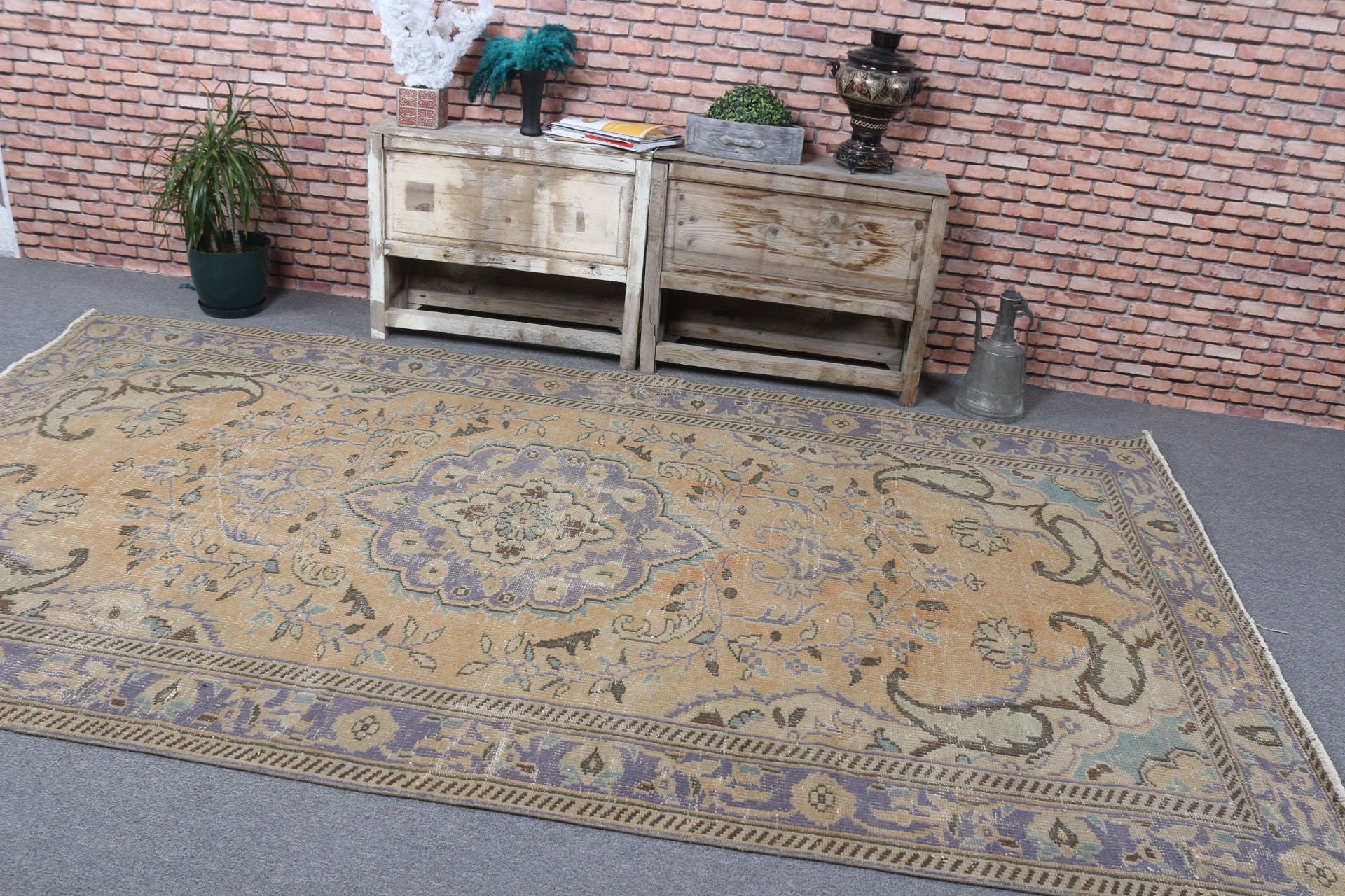 Bedroom Rug, Old Rug, Vintage Rug, Turkish Rugs, Antique Rug, 5.8x10 ft Large Rug, Rugs for Salon, Living Room Rug, Orange Cool Rugs