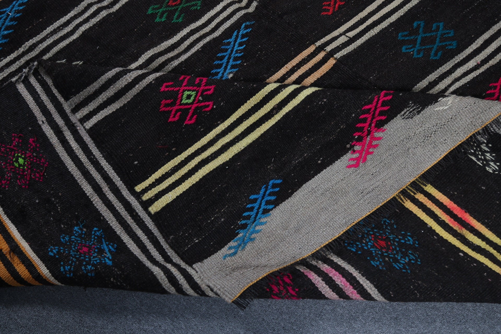 Türk Halısı, Yün Halısı, Siyah Fas Halısı, 7.4x11.8 ft Büyük Boy Halılar, Kilim, Vintage Halılar, Oturma Odası Halıları, Türkiye Halıları